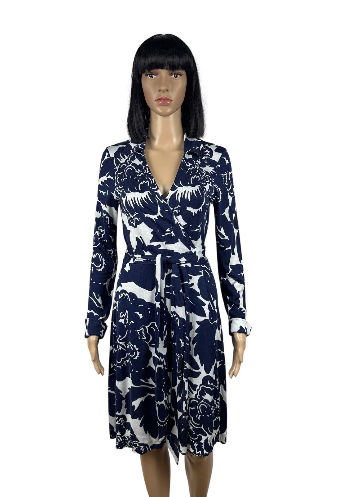 Diane Von Furstenberg Floral Printed Jersey Wrap Dress Silk