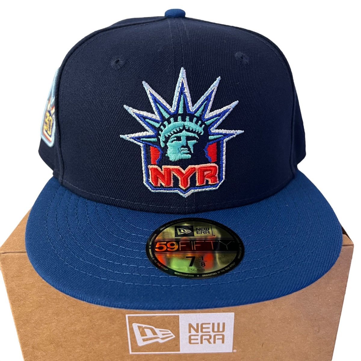 MLB × MyFitteds × New Era 7 1/8- Myfitteds New York Rangers Henrik Lunqvist Fitted Hat Size ONE SIZE - 2 Thumbnail