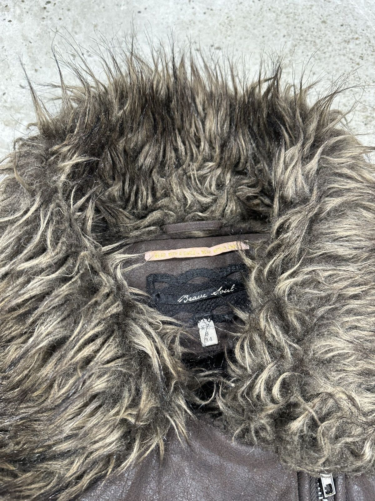 Japanese Brand Vintage Y2K Faux Fur Collar Brown Asymmetrical Biker Jacket Size XS / US 0-2 / IT 36-38 - 9 Thumbnail