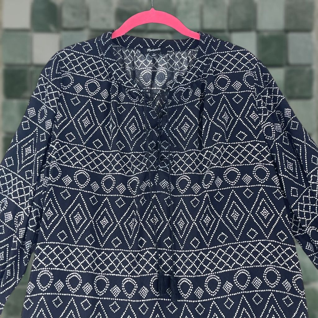 Madewell Madewell Black Lace-Up Peasant Caravan Shirt Womens 3/4 Sleeve Size Large Size L / US 10 / IT 46 - 1 Thumbnail