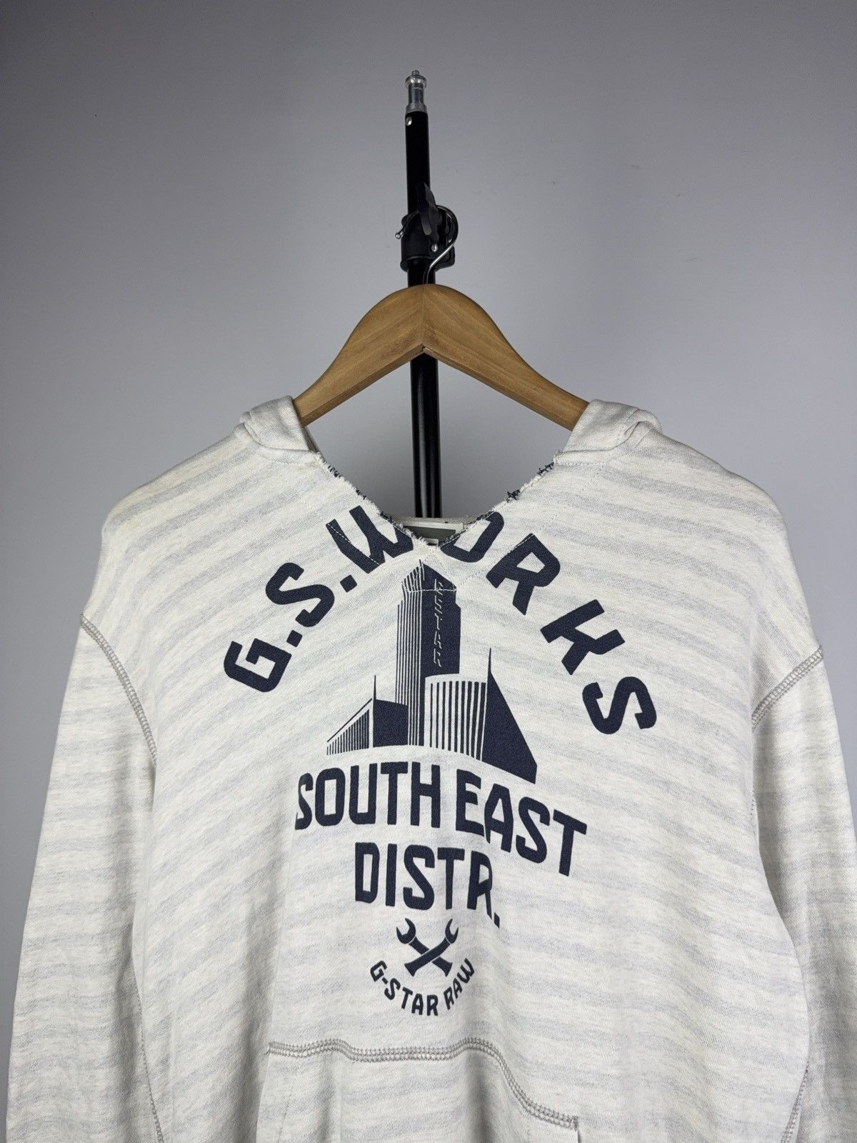G-Star Vintage Retro 00s Big Logo G-Star Raw Stripe Hoodie Size US L / EU 52-54 / 3 - 2 Thumbnail