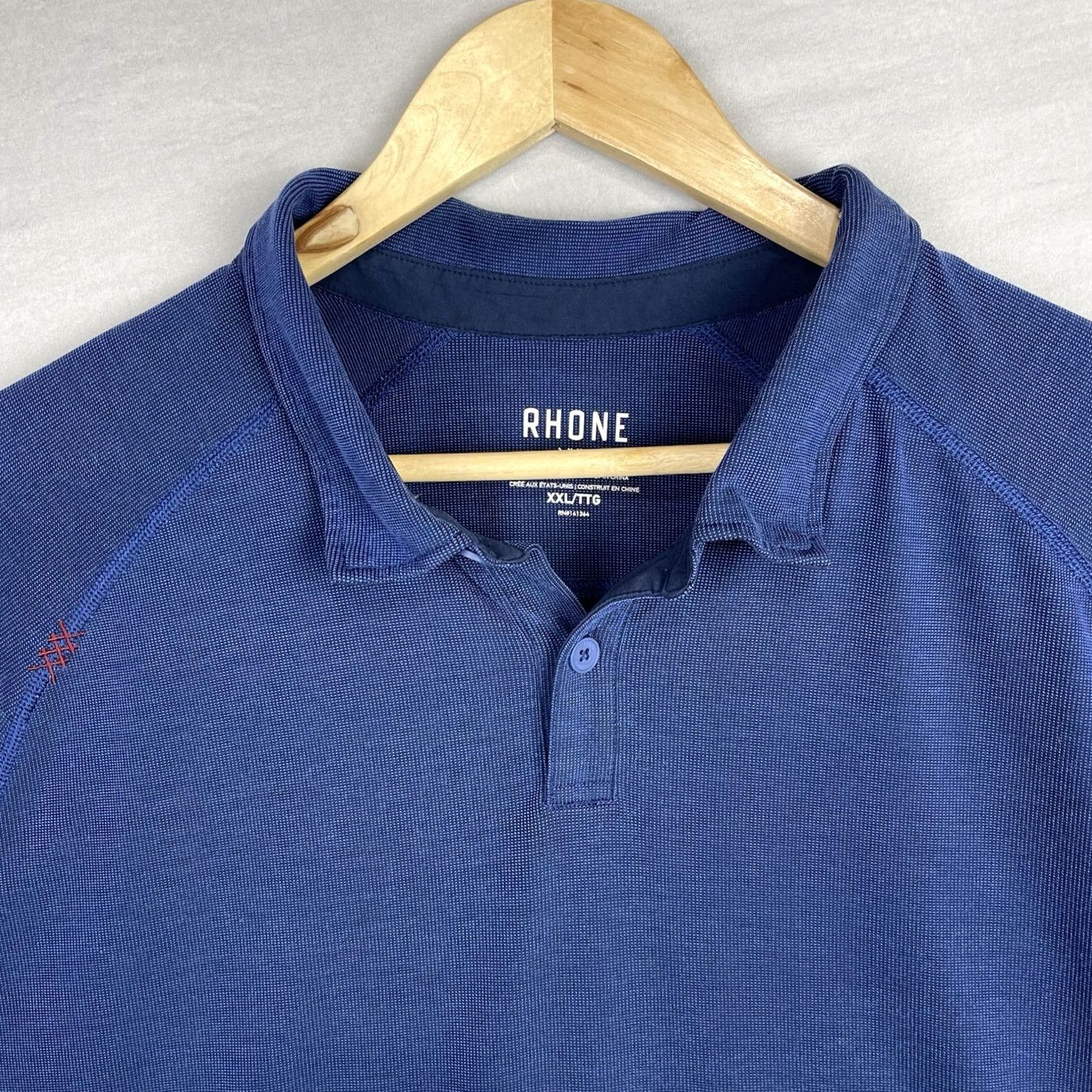 Rhone Rhone Polo Shirt Mens 2XL Navy Blue Collared Button Down Performance Stretch Polo Shirt Men 2XL Navy Blue Size US XXL / EU 58 / 5 - 2 Thumbnail