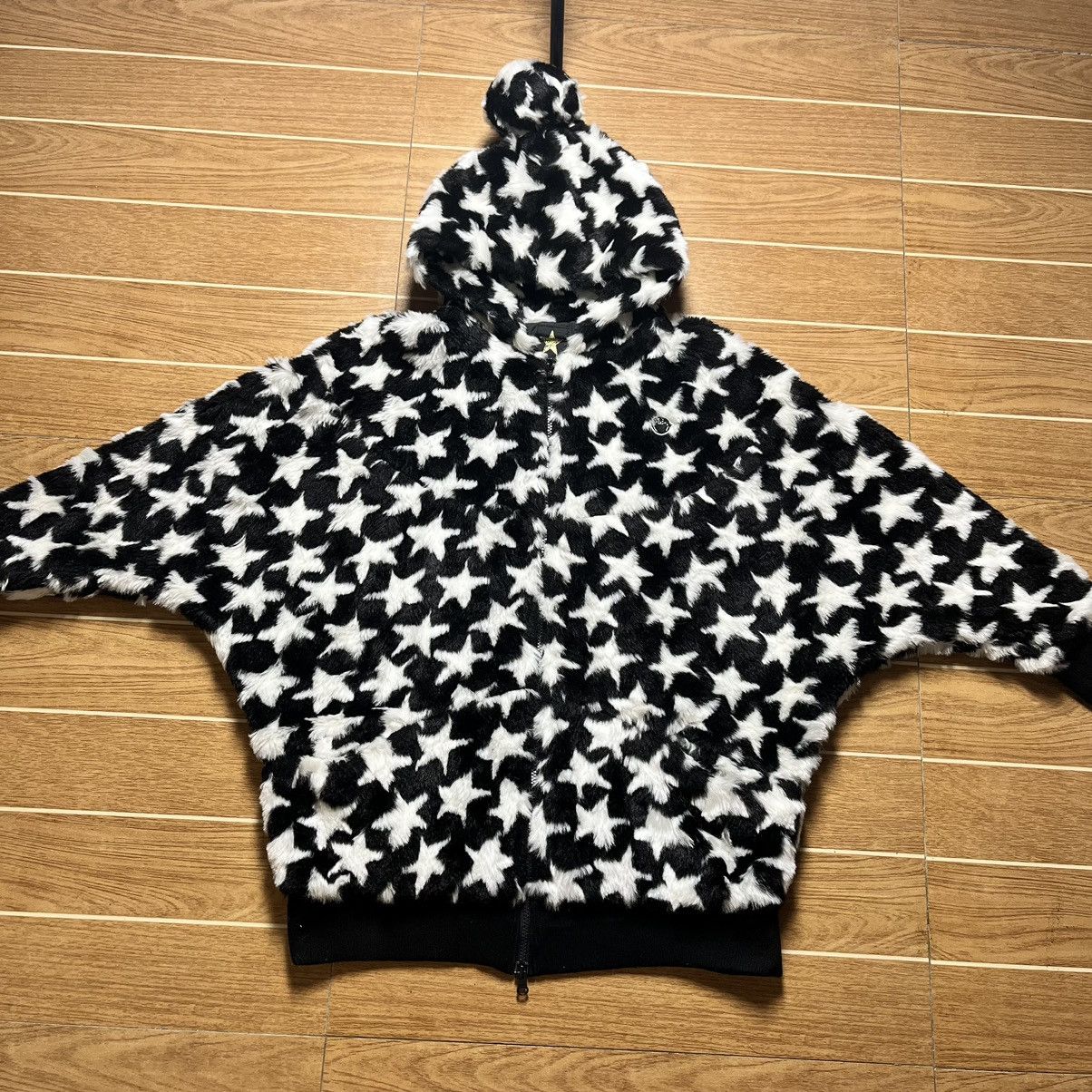 Archive Hyoma 20471120 Stars Faux Far Bat Wing Zip Up Jacket