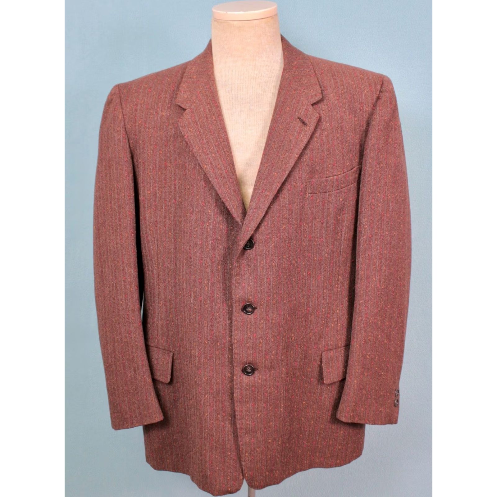 Vintage VINTAGE Men's VTG 1948 Brown and Red Flecked 2 PC Wool 3 Button Suit Sz M 1940s 40s Size 34R - 3 Thumbnail