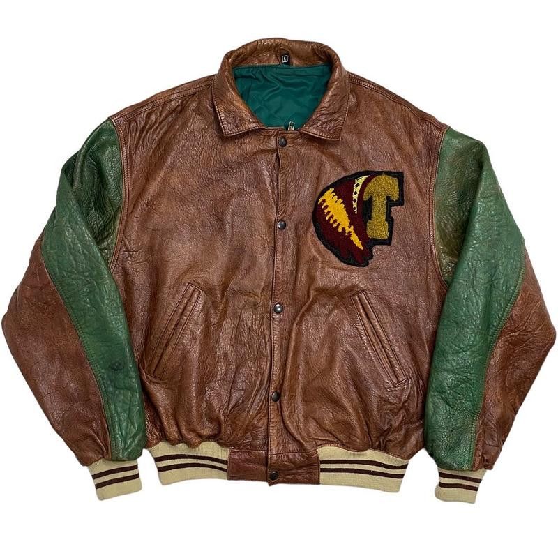 Troop Troop Suquamish leather jacket, Indian vintage varsity 90s L Size US L / EU 52-54 / 3 - 2 Thumbnail
