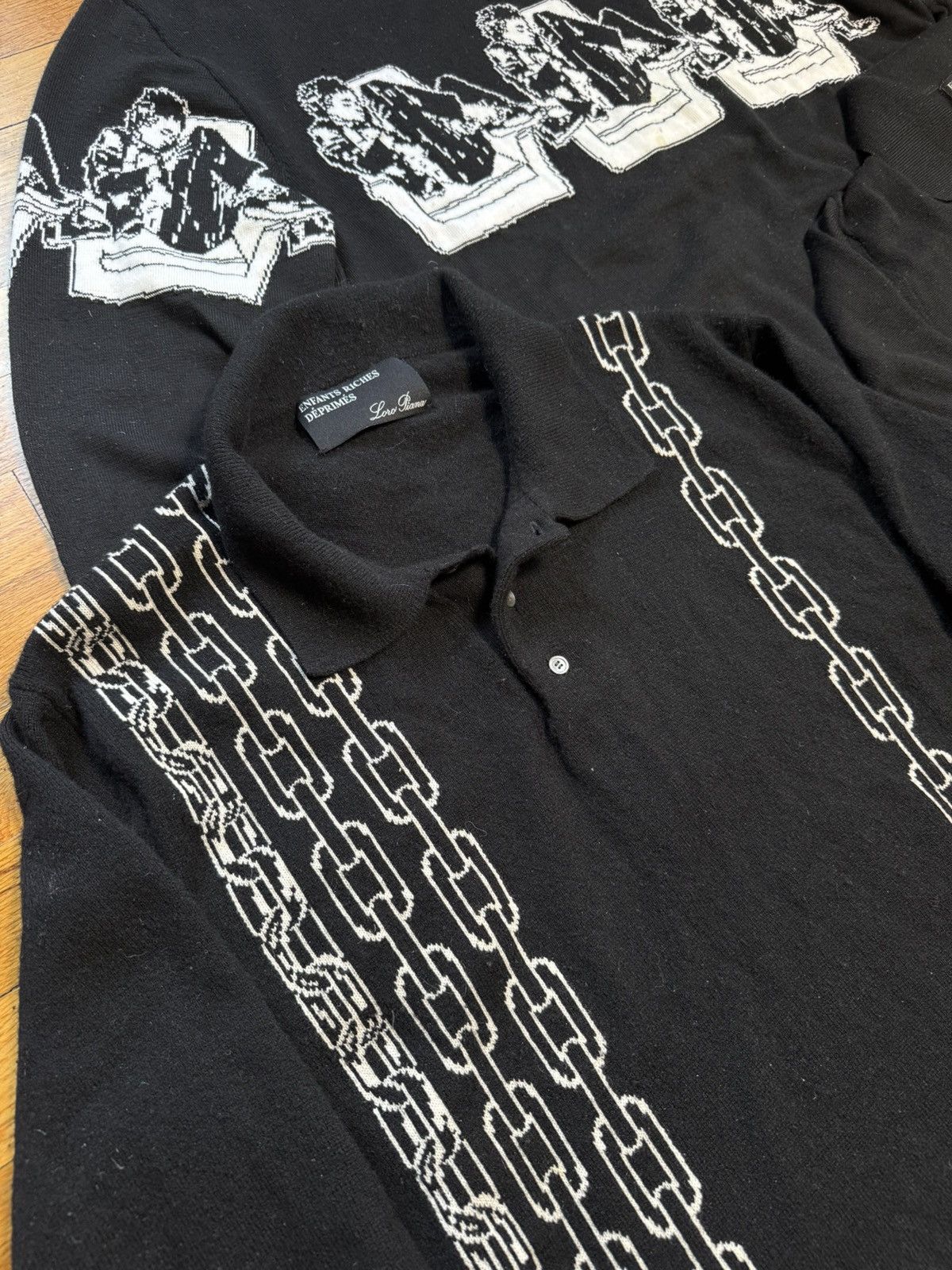 Enfants Riches Deprimes × Loro Piana ⛓️RUNWAY GRAIL⛓️SS18 LORO PIANA WOOL CHAIN INTARSIA KNIT POLO Size US M / EU 48-50 / 2 - 5 Thumbnail