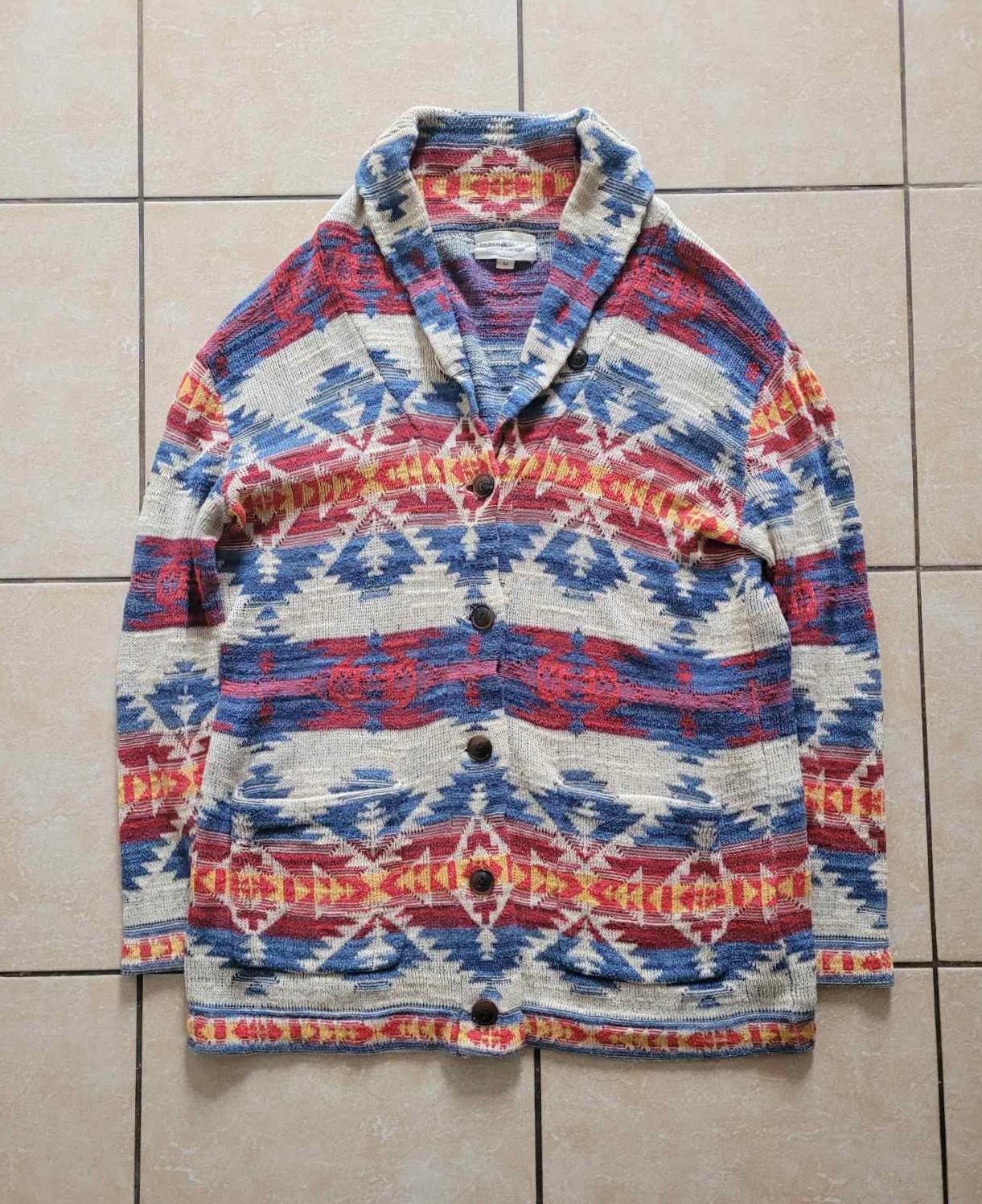 Pre-owned Denim And Supply Ralph Lauren X Polo Ralph Lauren Vintage Ralph Laurent Denim & Supply Aztec Navajo Cardigan (size Medium) In Multicolor