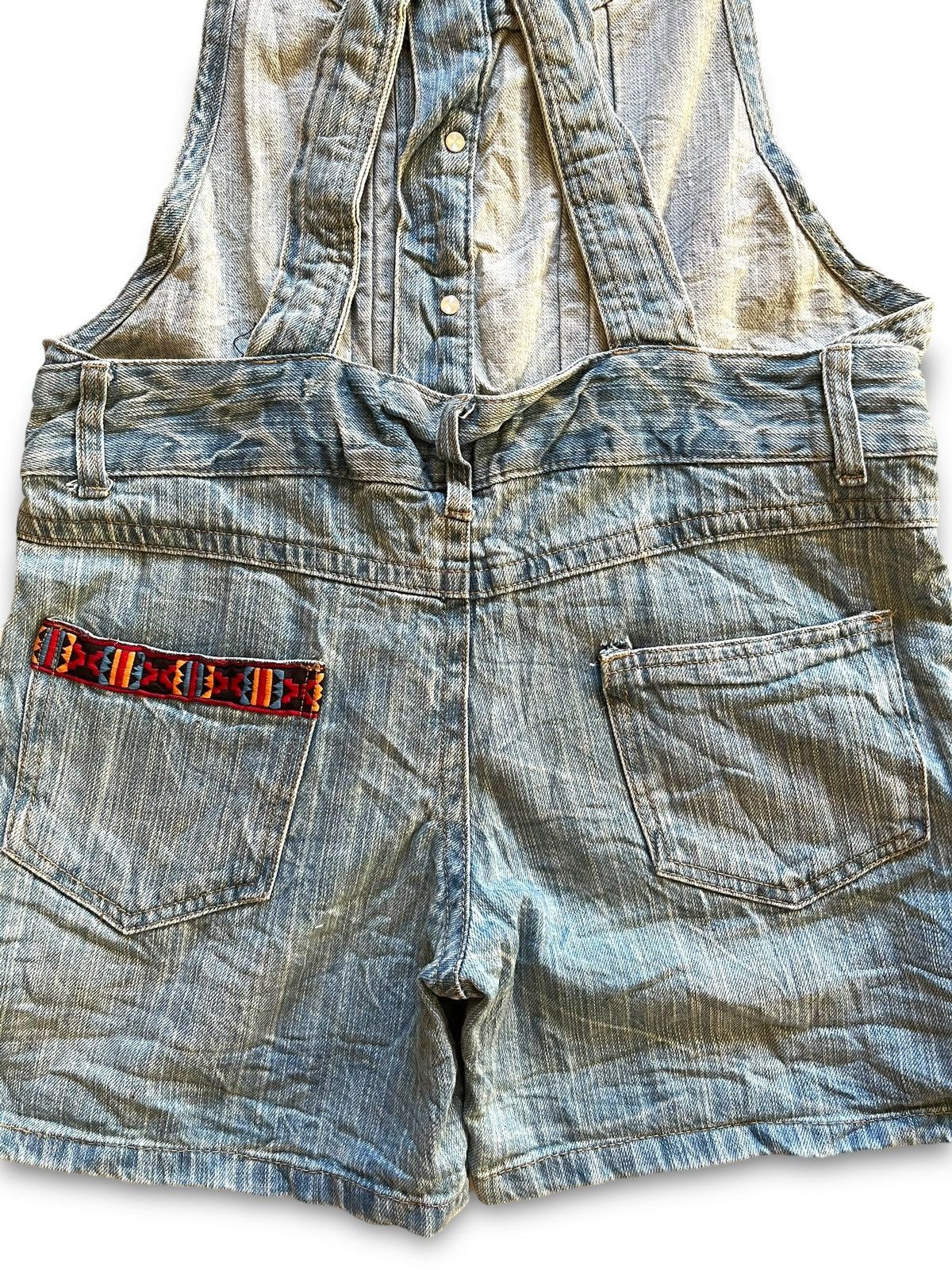 Other Vintage Japanese Brand Distressed Denim Shortalls Overalls Size 33" - 8 Thumbnail