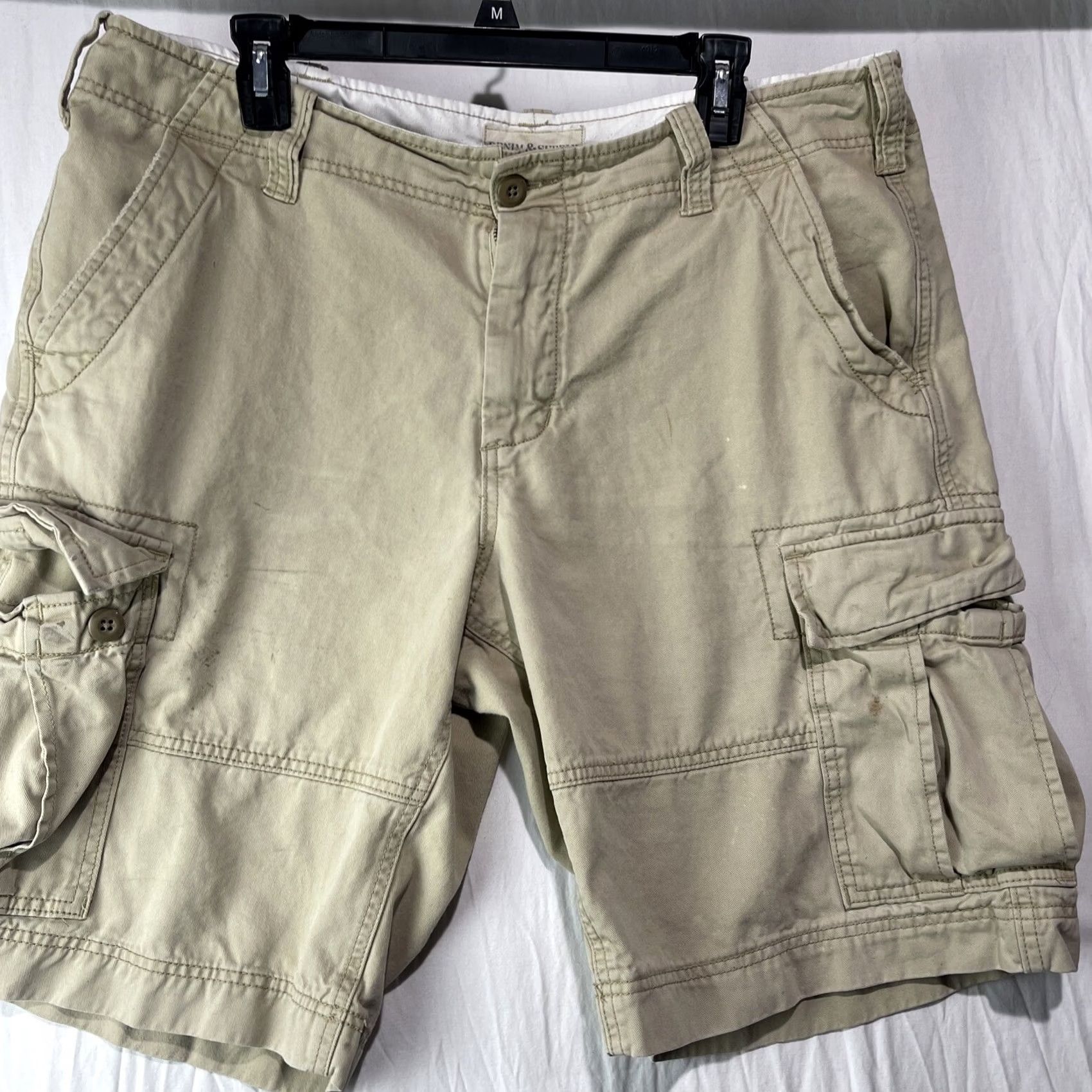 Ralph Lauren Denim & Supply Ralph Lauren Cargo Shorts Mens 36 Beige Cotton Denim Front Pocket Zipper Casual Workwear Vintage No Size US 36 / EU 52 - 2 Thumbnail