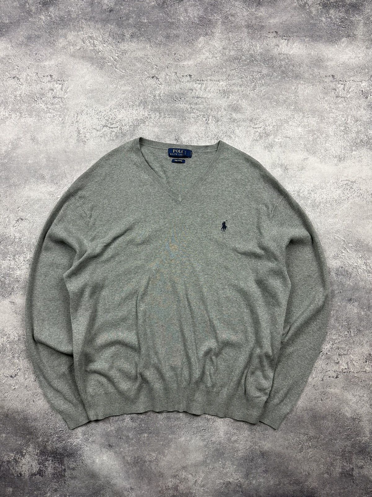 Polo Ralph Lauren Vintage Polo Ralph Lauren Grey V-Neck Sweater Jumper Pony Size US L / EU 52-54 / 3 - 1 Thumbnail