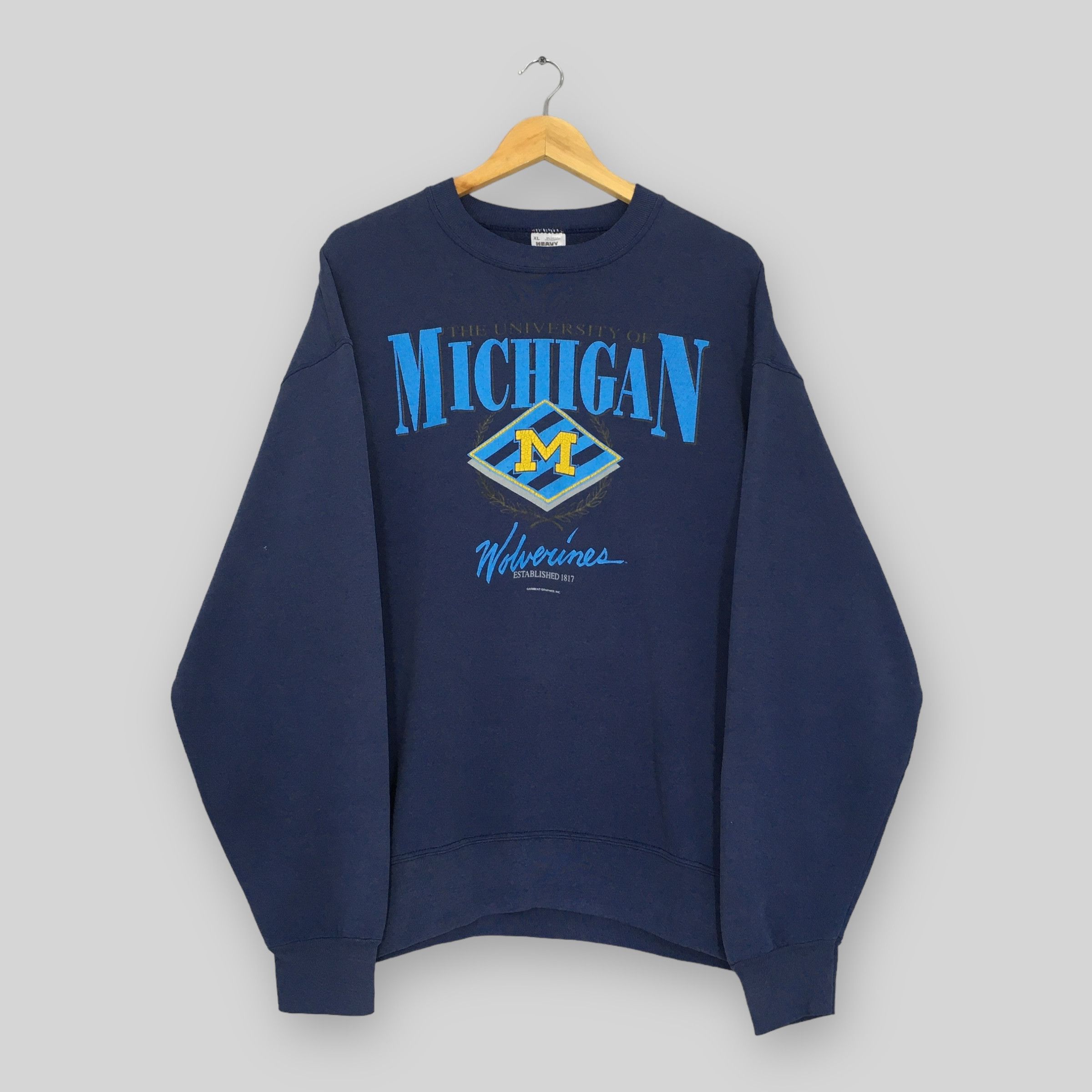 NCAA × Vintage Vintage 90s Michigan Wolverines NCAA Sweatshirt XLarge Size US XL / EU 56 / 4 - 1 Thumbnail