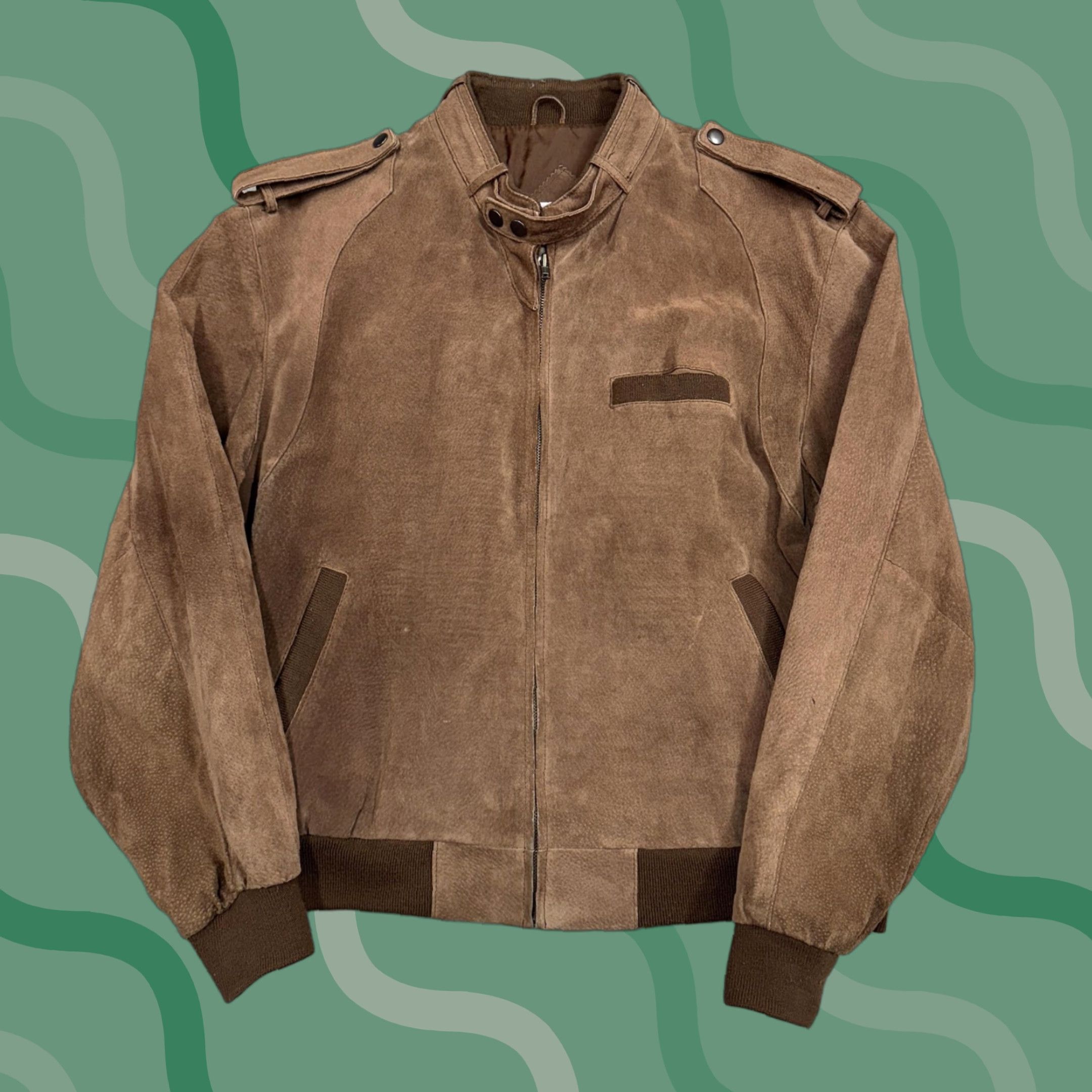 Epaulet VINTAGE American Weekend Jacket Mens 42 Brown Suede Bomber Zip Front Epaulet Casual Size US XS / EU 42 / 0 - 1 Thumbnail