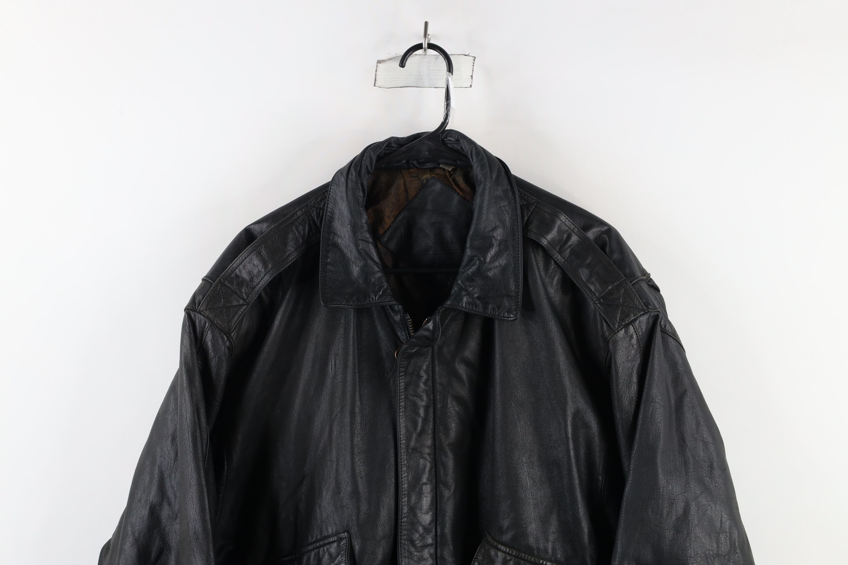 Vintage Vintage 90s Streetwear Leather Flight Bomber Jacket Black Size US L / EU 52-54 / 3 - 2 Thumbnail