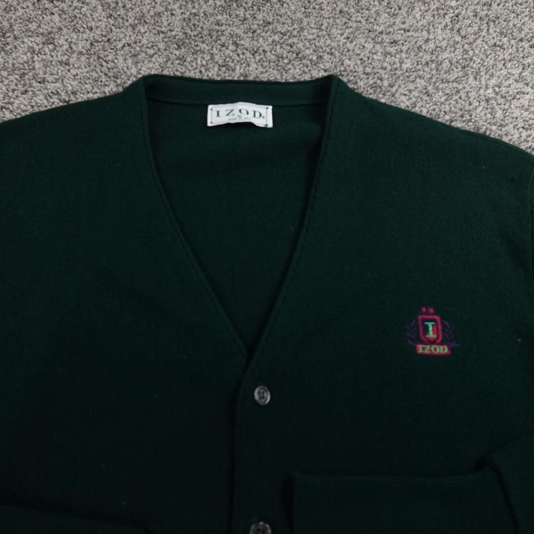 Izod VINTAGE IZOD Sweater Cardigan Mens XL Green Acrylic V-Neck Knit Grandpa USA Shirt Size US XL / EU 56 / 4 - 3 Thumbnail
