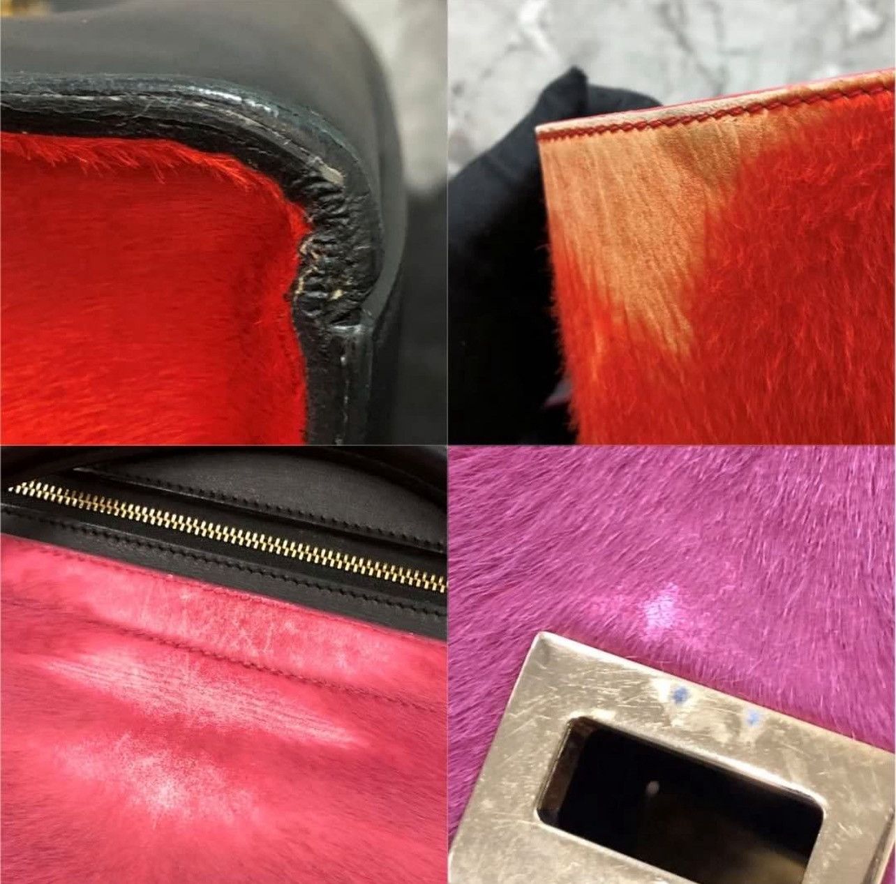 Celine CELINE Pink/Red/Black Tricolor Pony Hair Small Trapeze Bag Size ONE SIZE - 10 Thumbnail