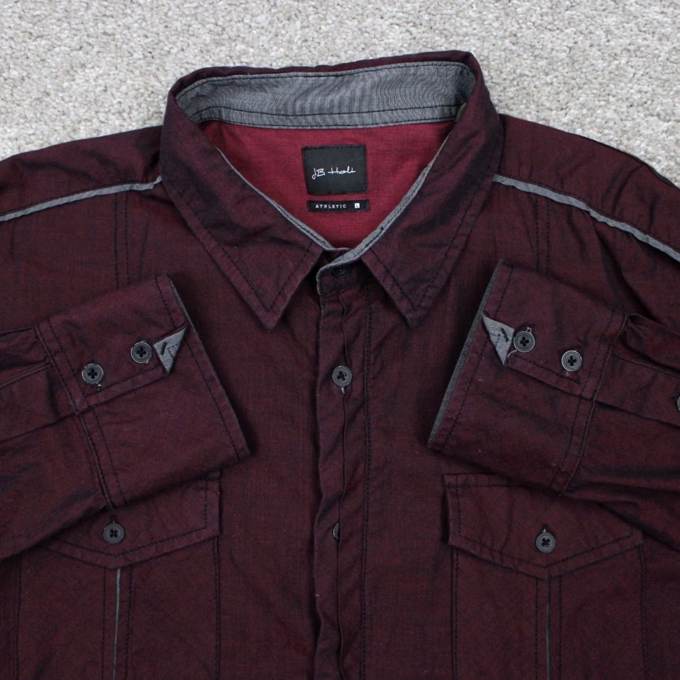 Vintage J.B. Holt Athletic Fit Shirt Mens Large Red Cotton Stretch Long Sleeve Button Up Size US L / EU 52-54 / 3 - 2 Thumbnail
