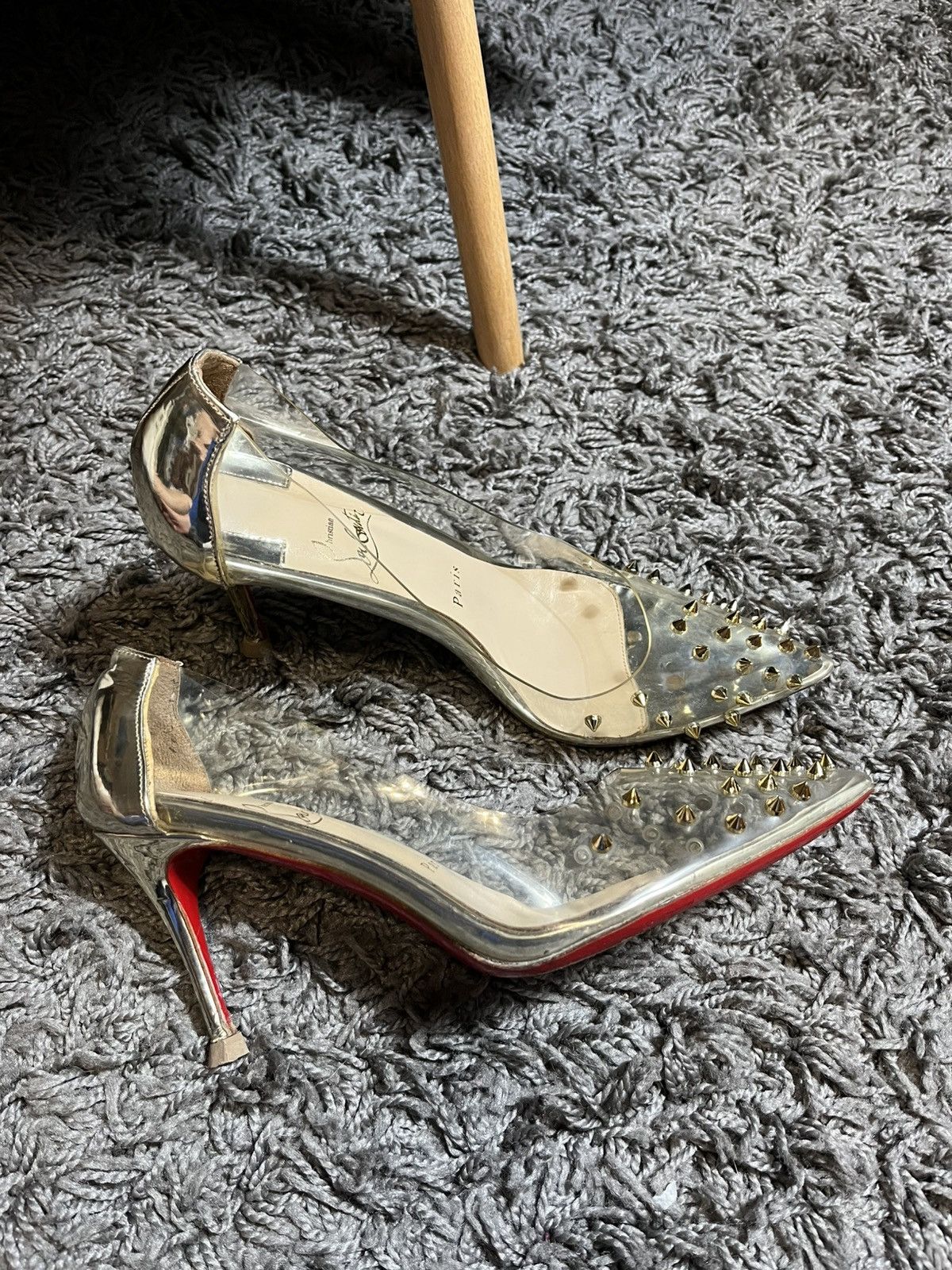 CHRISTIAN LOUBOUTIN HEELS Collaclou Gold Studded Pumps