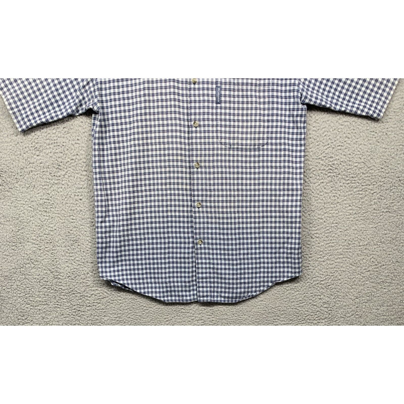 Vintage Columbia Button Shirt Men’s Large Blue White Plaid Short Sleeve Logo Sportswear Size US L / EU 52-54 / 3 - 3 Thumbnail