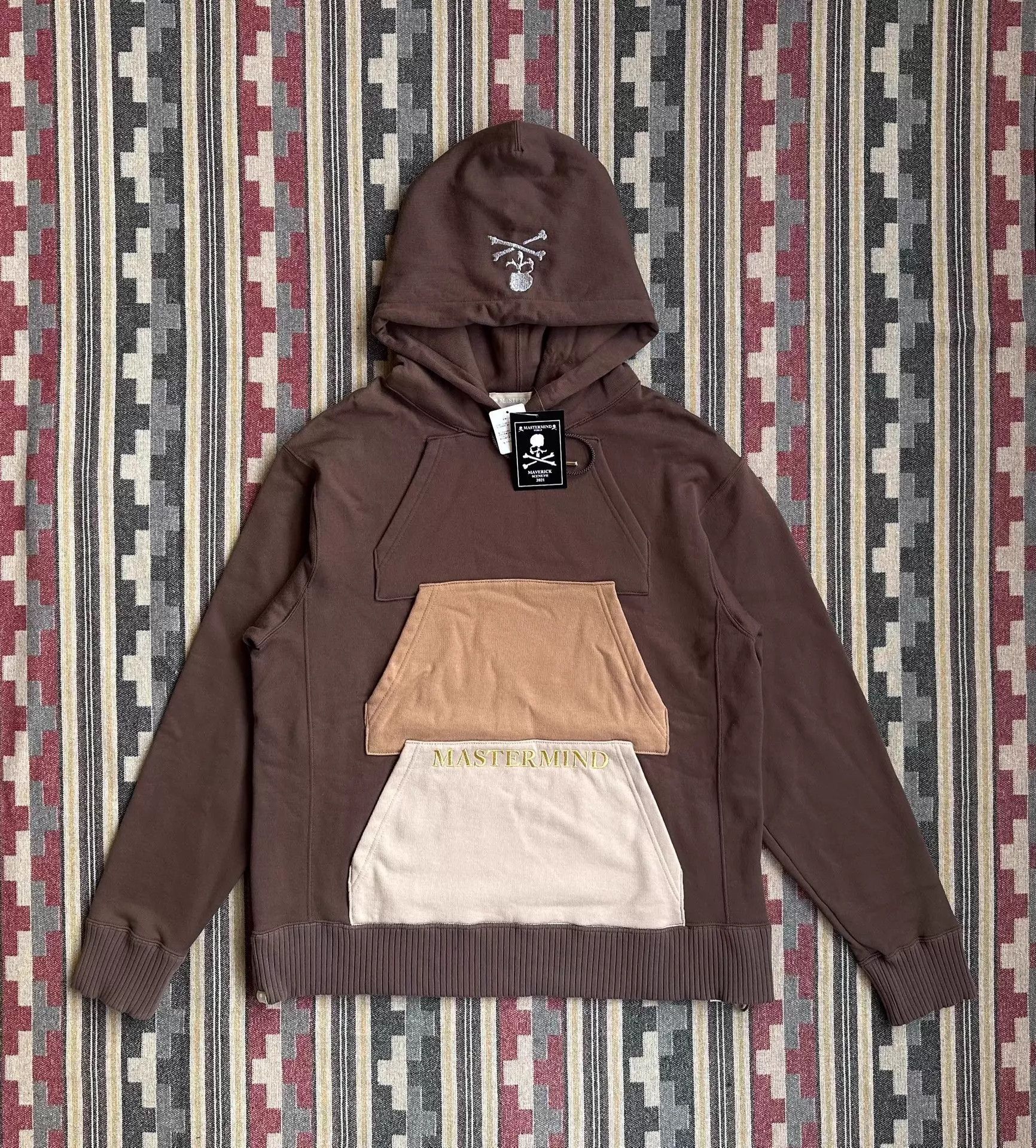 Mastermind Japan Brown Colorblock Hoodie with Embroidered Design Size US S / EU 44-46 / 1 - 1 Thumbnail