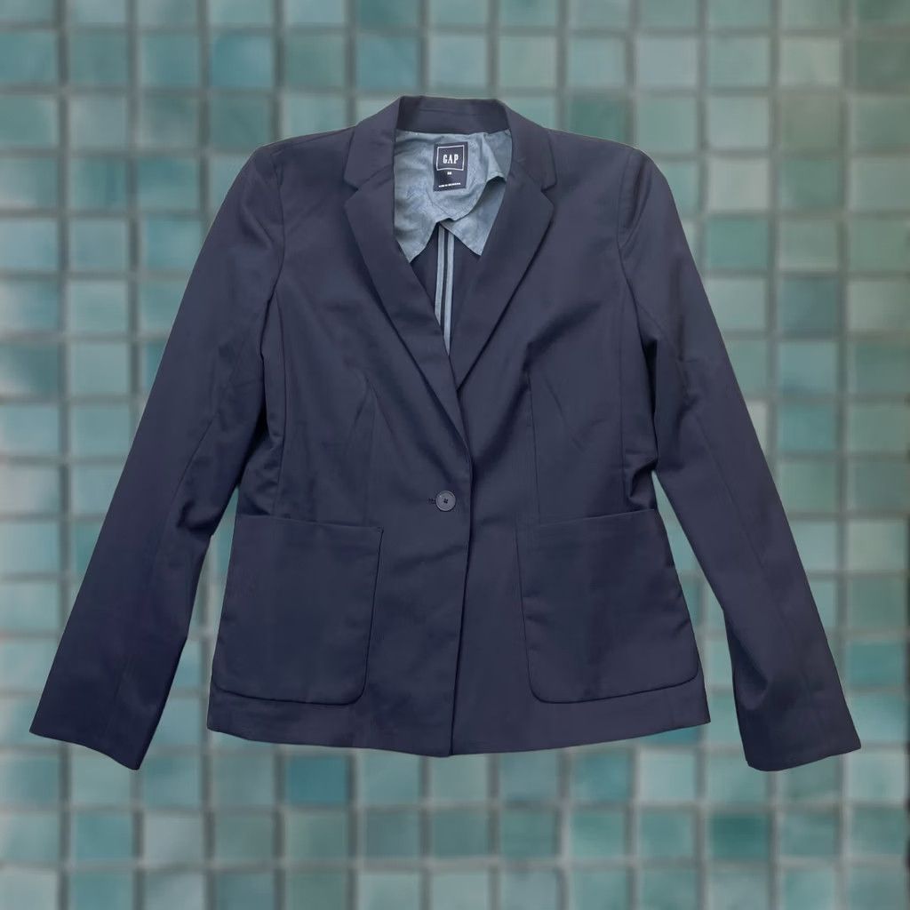 Gap Gap Blazer Jacket Womens 8 Blue Wool Blend Short Sleeve Button Office Dressy Casual Formal Size M / US 6-8 / IT 42-44 - 1 Thumbnail