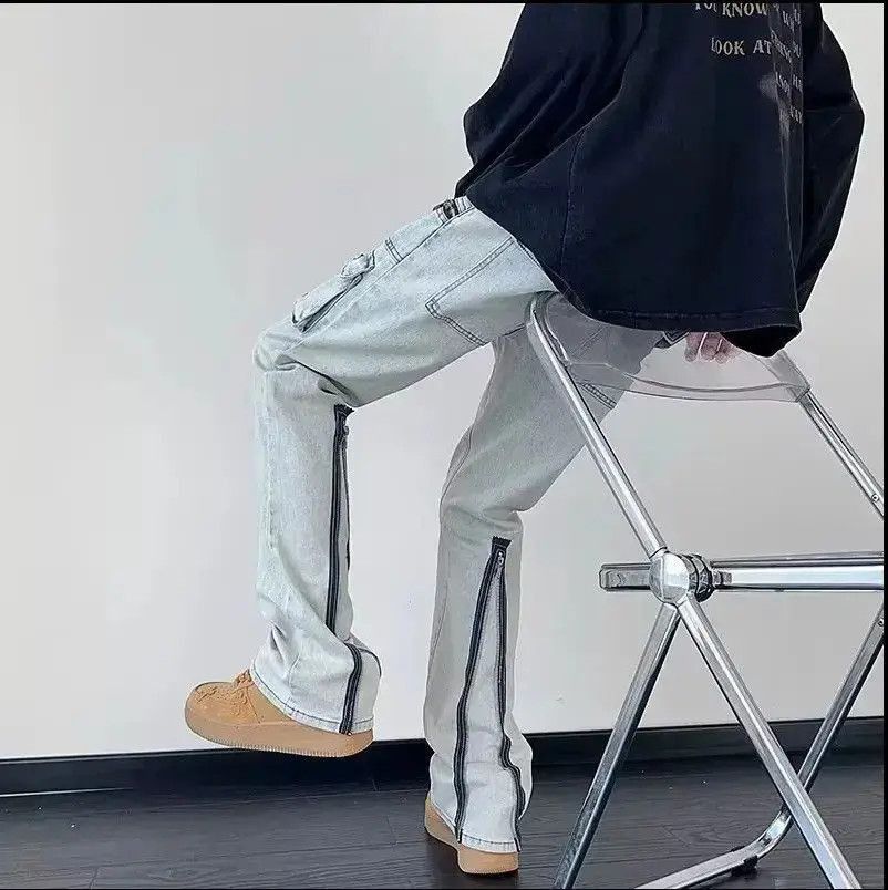 Japanese Brand Loose zipper flared jeans Size US 32 / EU 48 - 5 Thumbnail