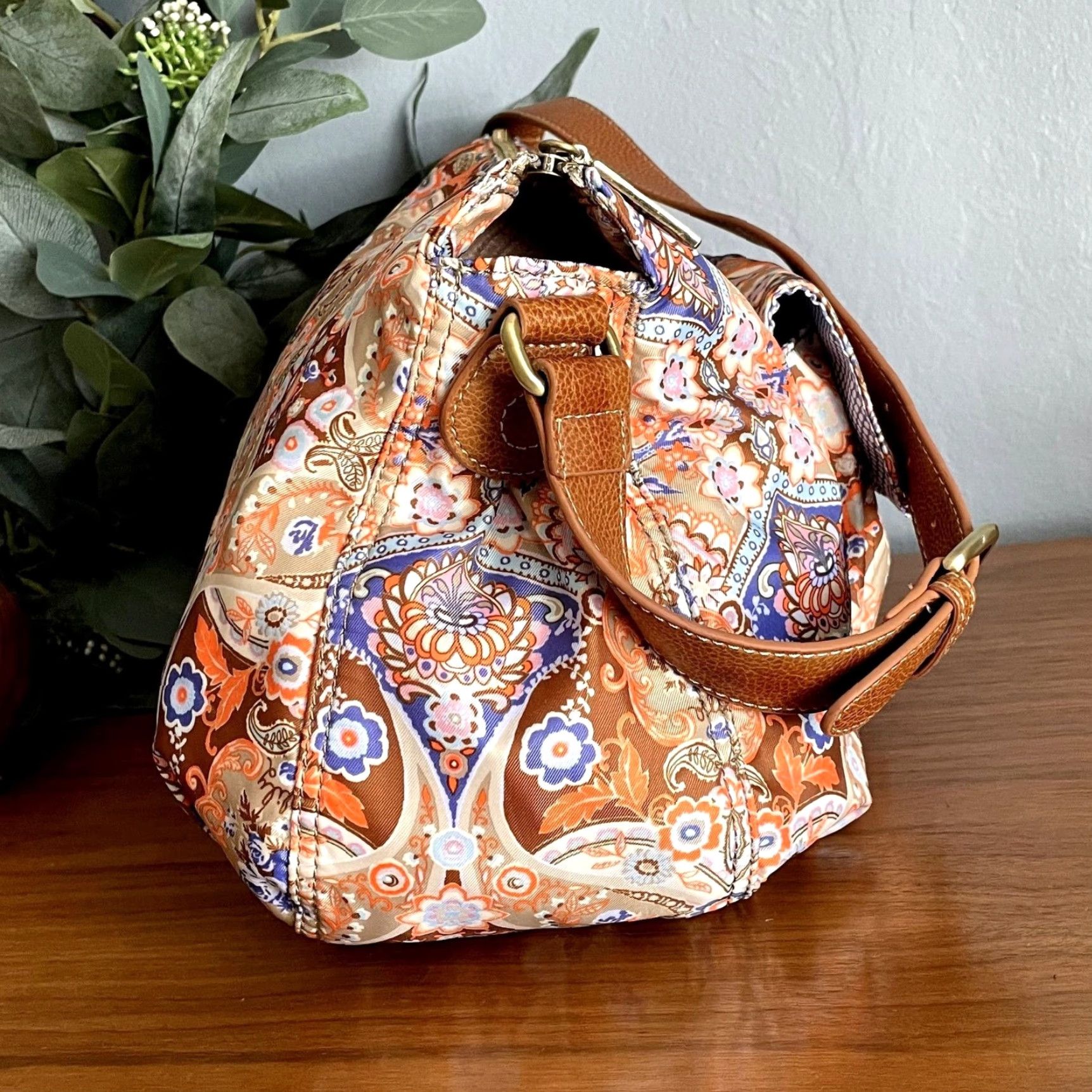 Oilily Oilily Shoulder Bag Womens Tan Mosaic Fig Summer Nylon Front Pocket Zipper New without tags Size ONE SIZE - 5 Thumbnail
