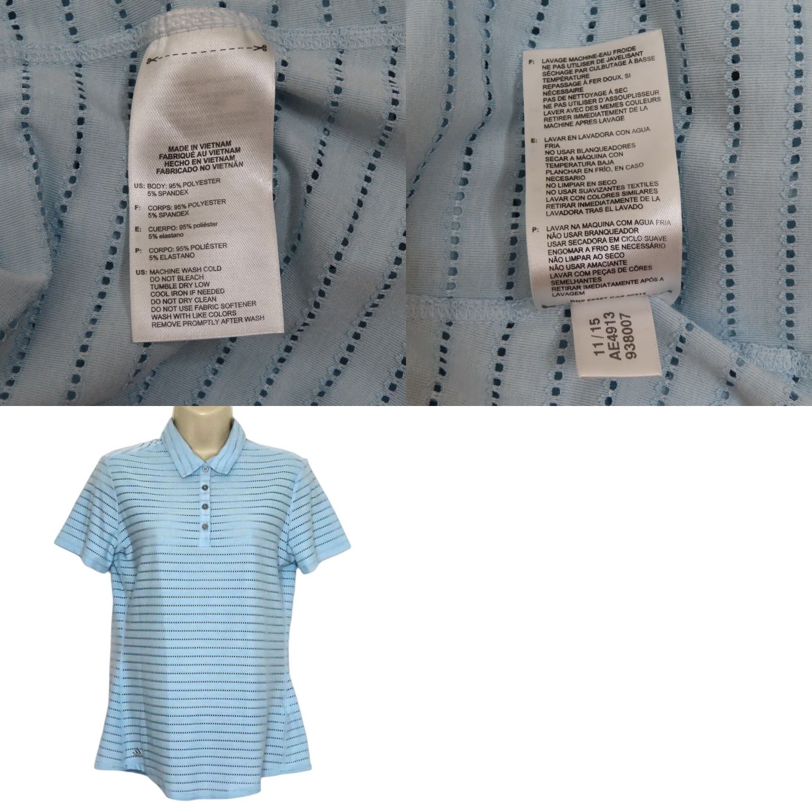 Adidas Adidas Polo Shirt Women Small Climacool Perforated Short Sleeve Blue Tennis Top Size S / US 4 / IT 40 - 8 Thumbnail