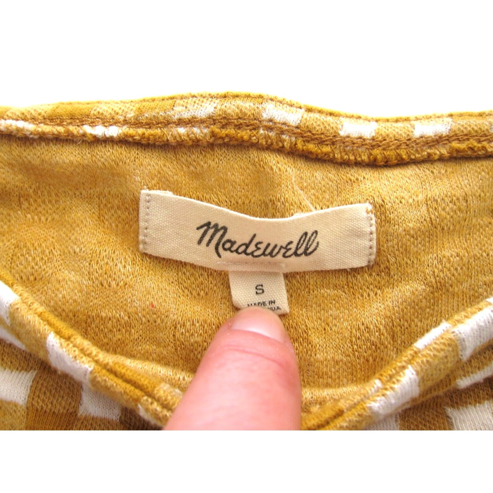Madewell Madewell Cotton Stretch White Yellow Plaid Short Sleeve Tunic Blouse Small Women Shirt Size S / US 4 / IT 40 - 3 Thumbnail