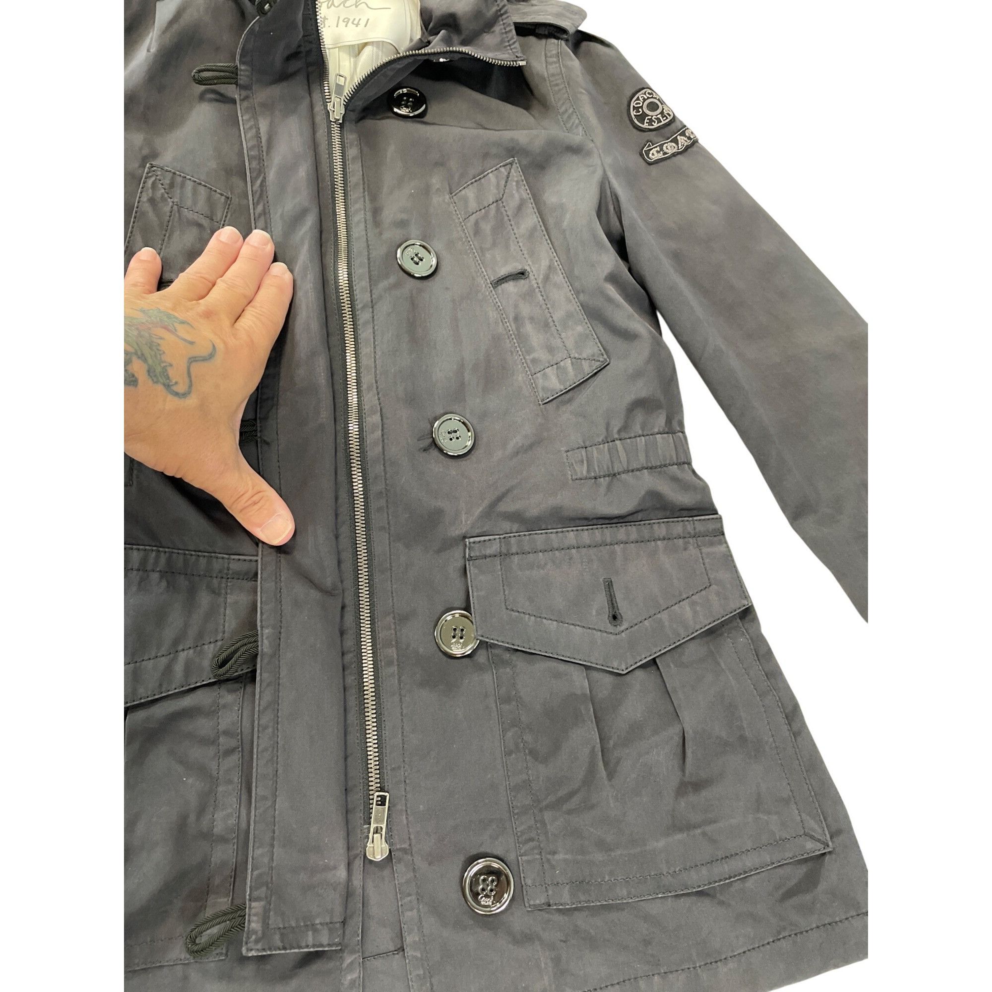 Coach Coach Womans Black Hooded Rain Trench Jacket Coat size XS SK Size XS / US 0-2 / IT 36-38 - 3 Thumbnail