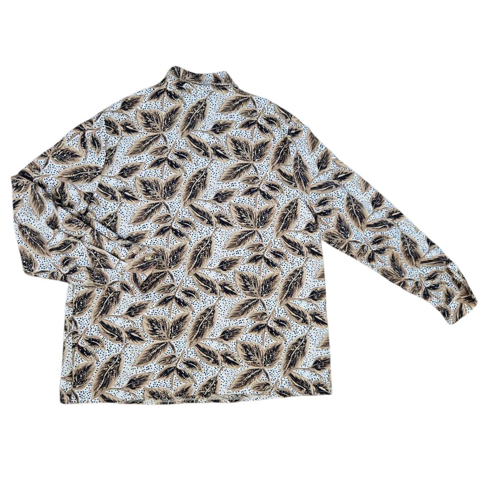 Vintage 1980s Vintage Leaf Print Blouse Poplin Blouse Size 16 Size XXL / US 16-18 / IT 52-54 - 10 Thumbnail