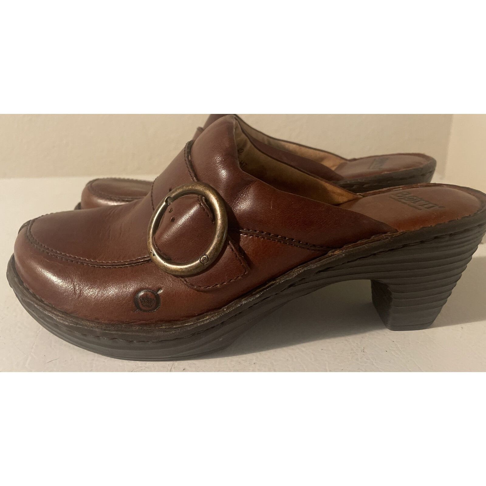 Born BORN WOMENS BROWN LEATHER SLIP-ON CLOGS SHOES SIZE 10 Size US 10 / IT 40 - 4 Thumbnail