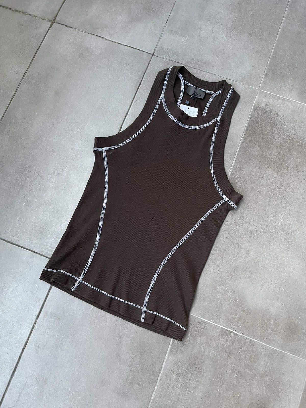 Saul Nash !DS! SS23 Saul Nash Brown Overlock Stitch Tank Top Size US S / EU 44-46 / 1 - 9 Thumbnail