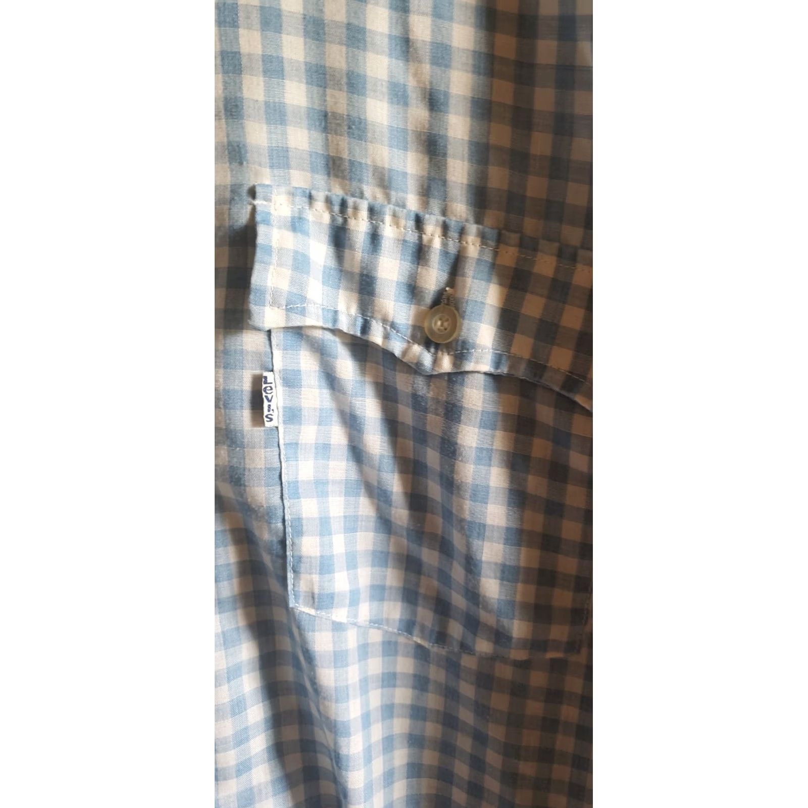 Levi's VINTAGE Levi’s Button-Down Shirt Blue White Check Cotton XL Long Sleeve Casual Workwear Mens Reg Size US XL / EU 56 / 4 - 3 Thumbnail