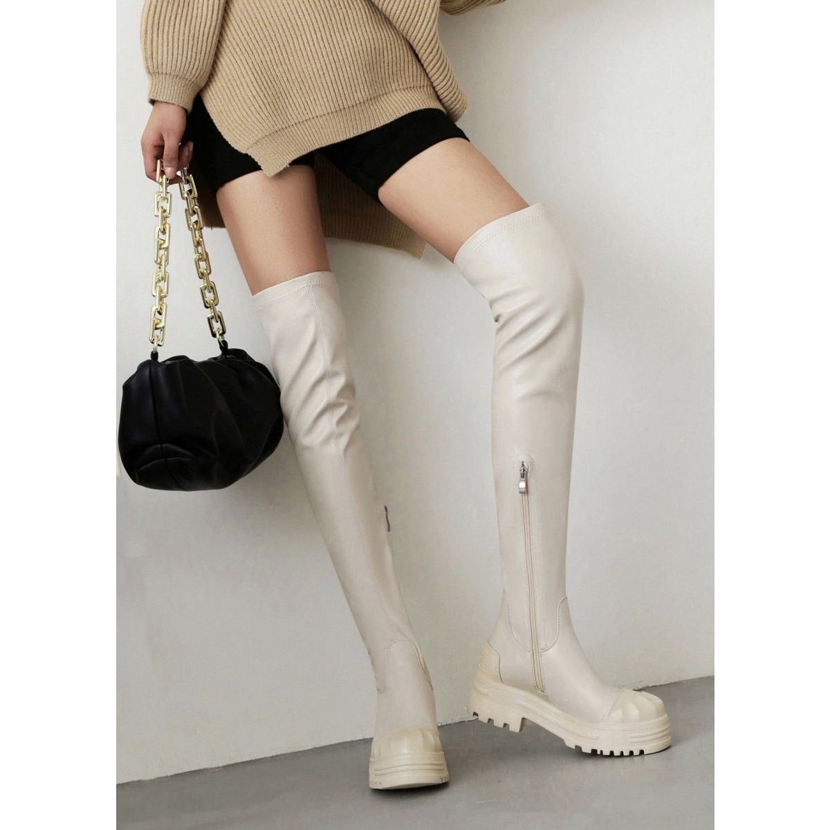Other Vivianly Womens 8 Platform Thigh High OTK Stretchy Boots Size US 8 / IT 38 - 7 Thumbnail