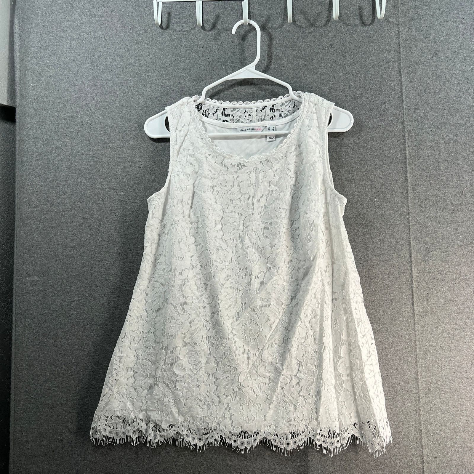 Isaac Mizrahi Isaac Mizrahi Live! Lace Swing Tank Bright White Size Small Size S / US 4 / IT 40 - 1 Thumbnail