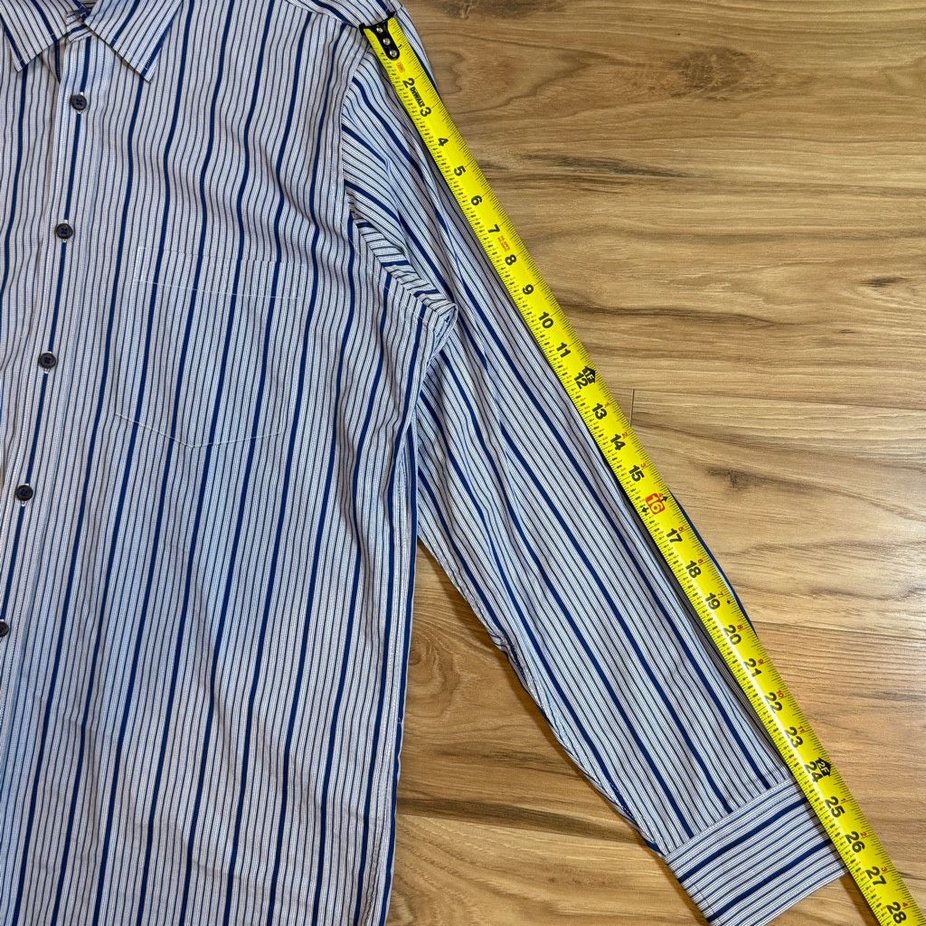 WISDOM Bugatchi Uomo Striped Button Up Shirt Blue White L Size 38L - 6 Thumbnail