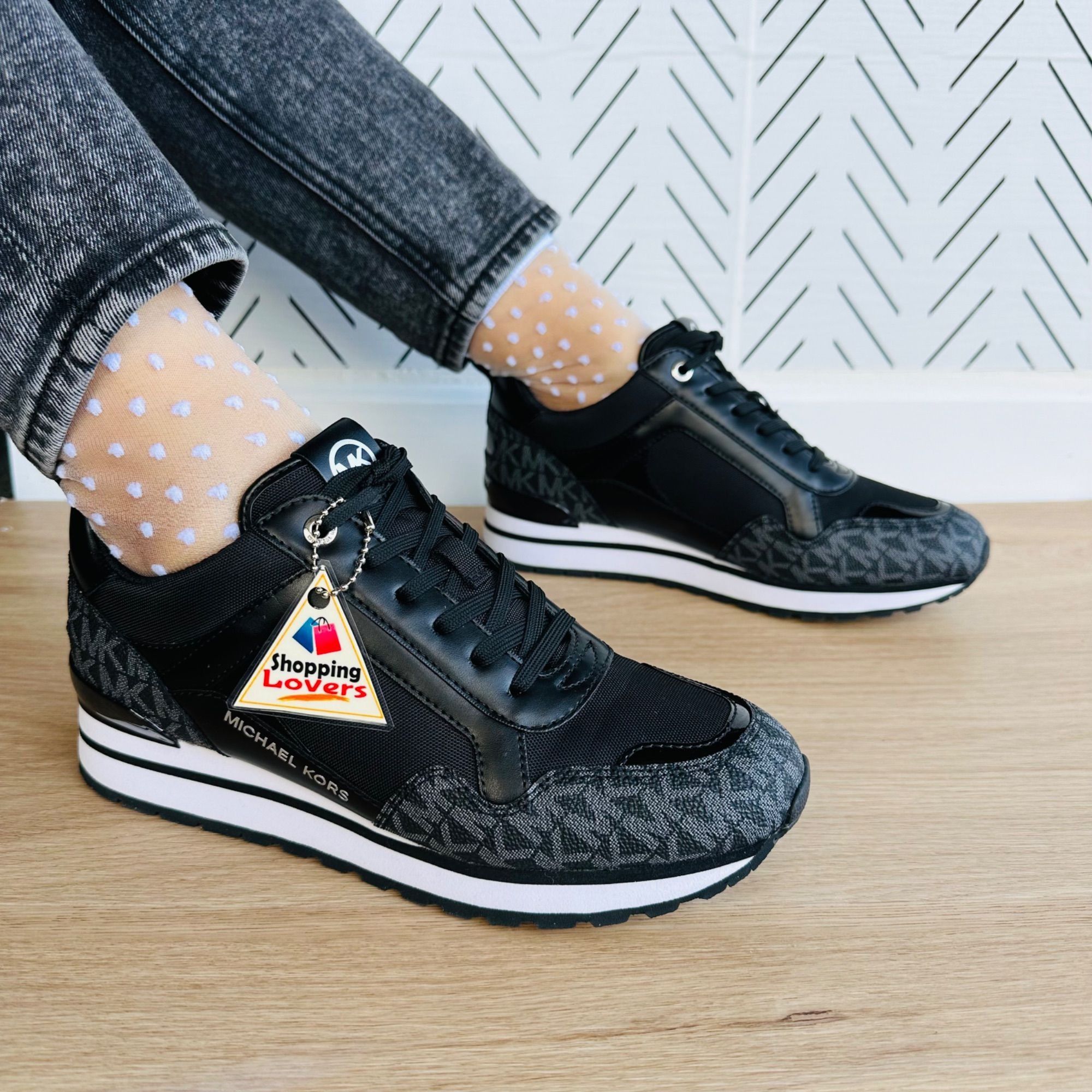 image of Sz 11 Women Sneakers Michael Kors Wilma Trainer Canvas Bla in Black