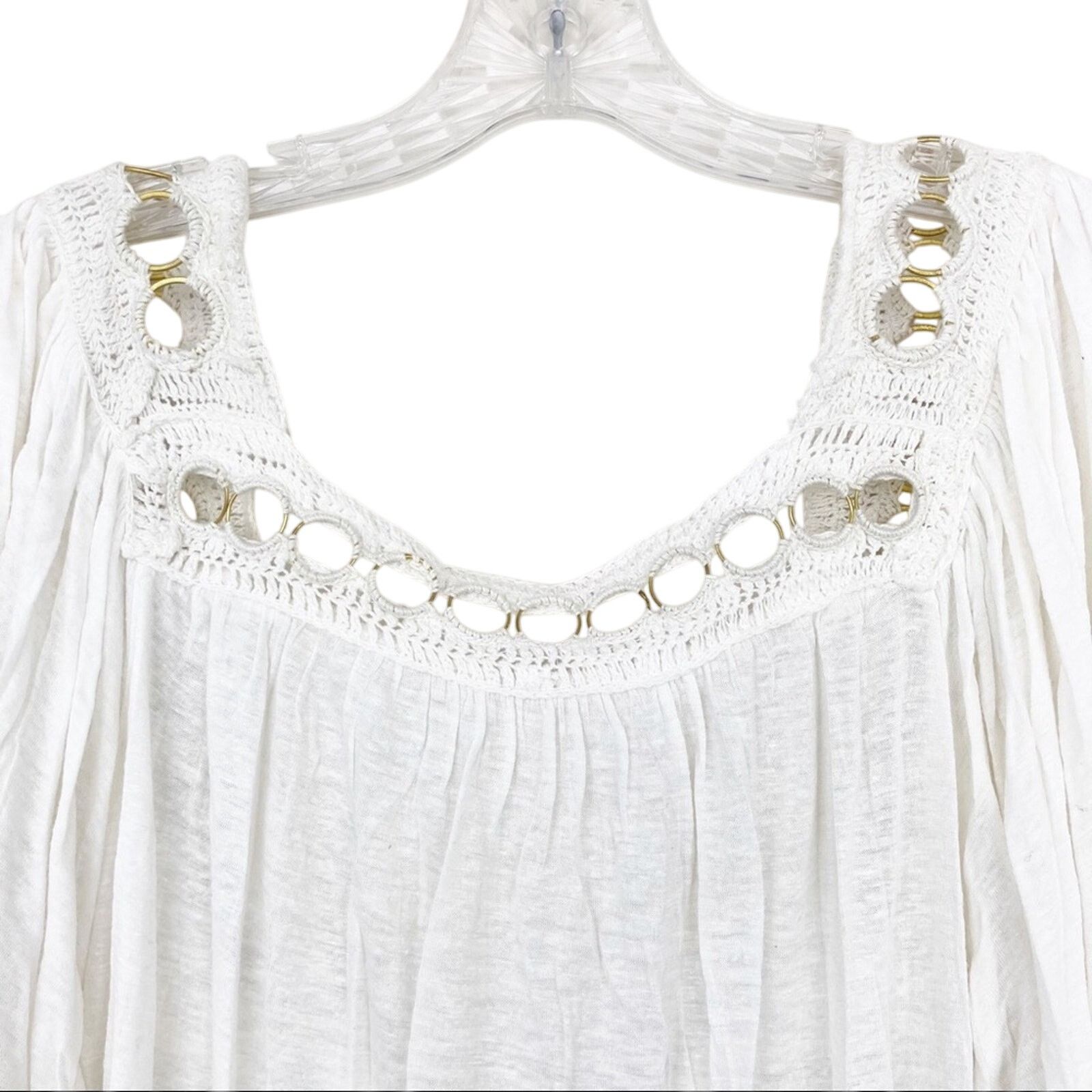 Free People Free People White Grommet Detailed Blouse Size M / US 6-8 / IT 42-44 - 6 Thumbnail