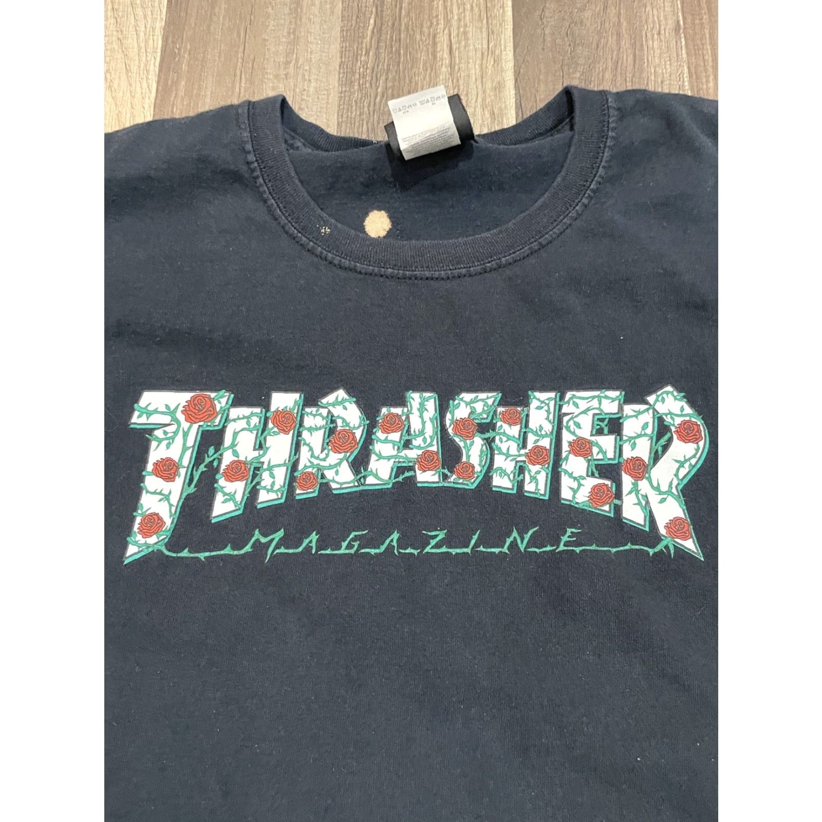 Thrasher Thrasher T-Shirt Men Large Roses Spell Out Graphic Short Sleeve Black Shirt Mens L Crew Neck Logo Size US L / EU 52-54 / 3 - 2 Thumbnail