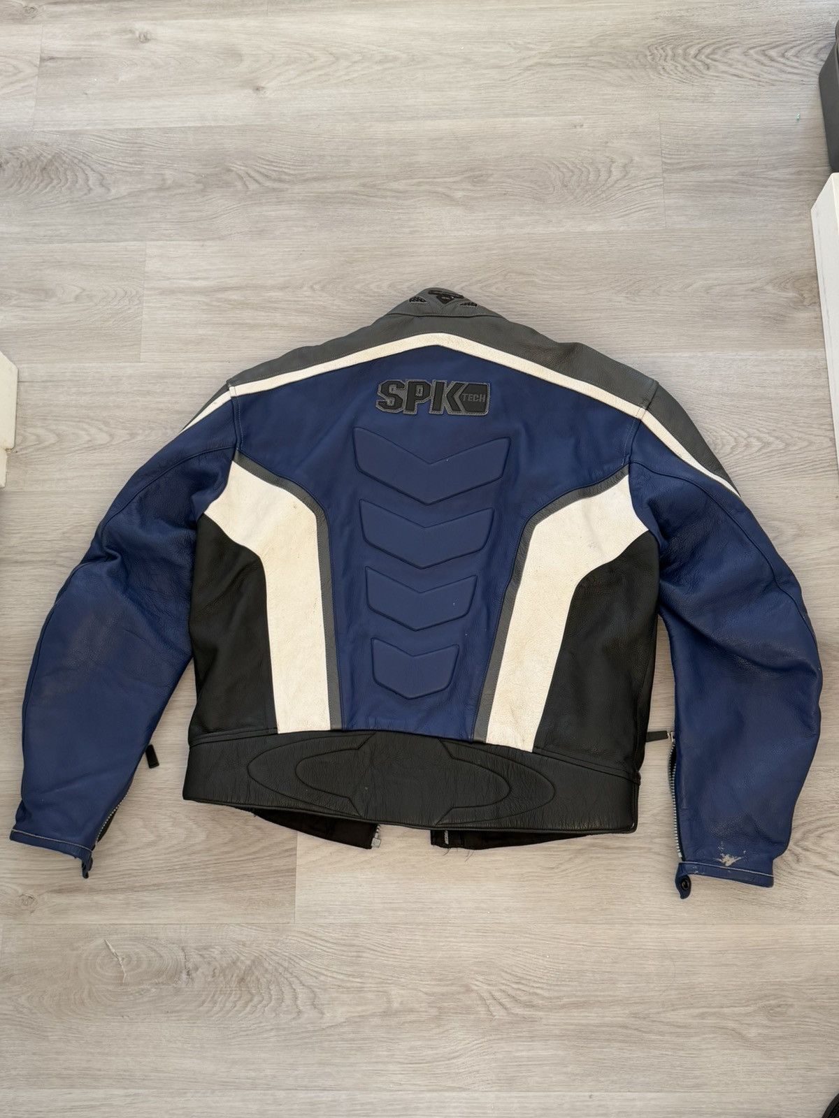 Vintage Vintage Spyke Tech Leather Racing Jacket - Blue/Grey/White Size US L / EU 52-54 / 3 - 2 Thumbnail