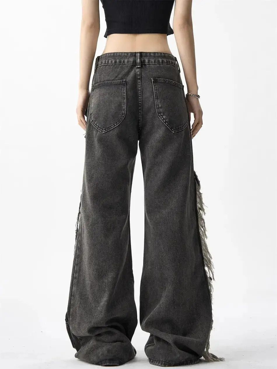 Japanese Brand Loose wide leg distressed jeans Size US 32 / EU 48 - 6 Thumbnail