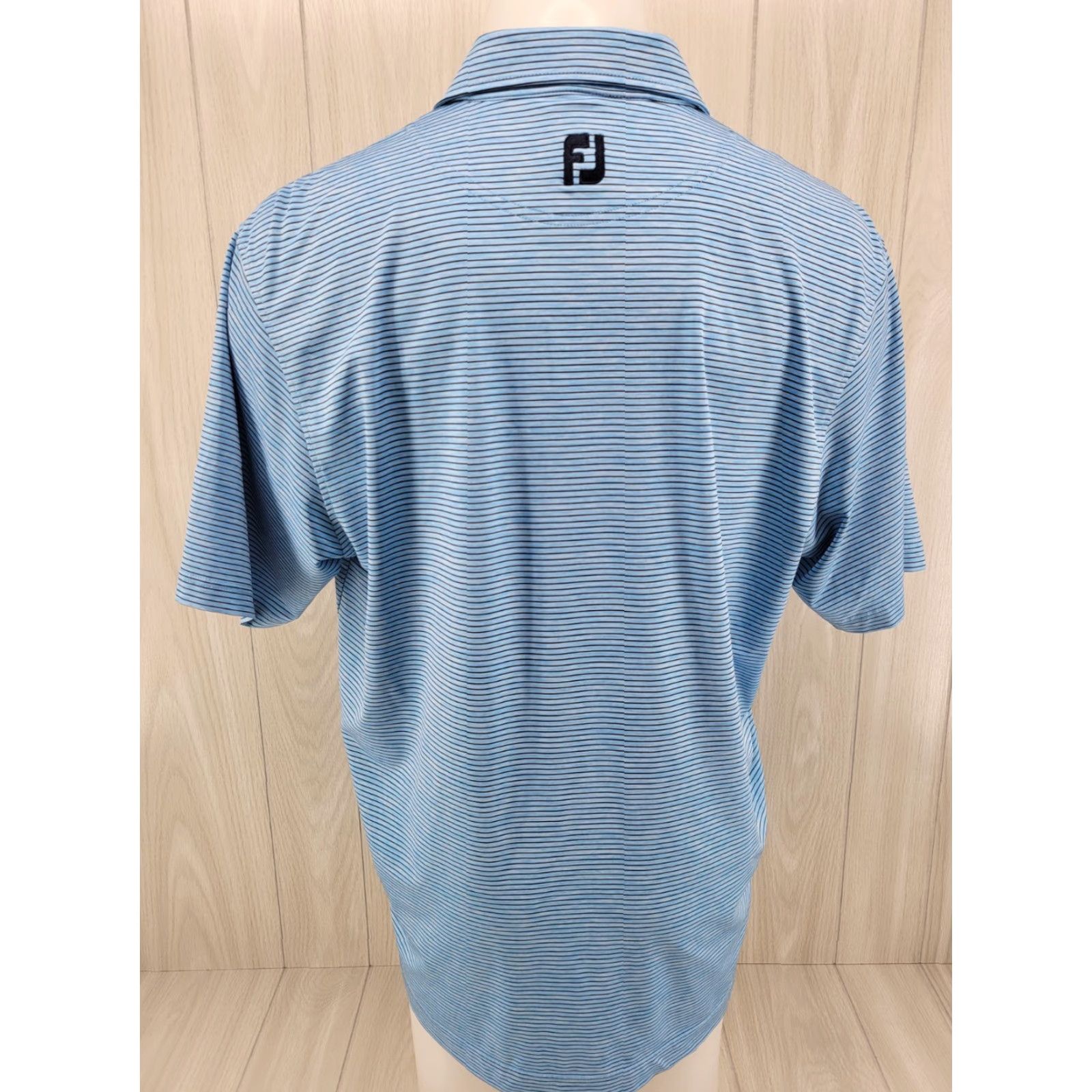 Footjoy FootJoy Mens Polo Blue Black Stripe FJ Performance Short Sleeve Golf Shirt Large Size US L / EU 52-54 / 3 - 6 Thumbnail