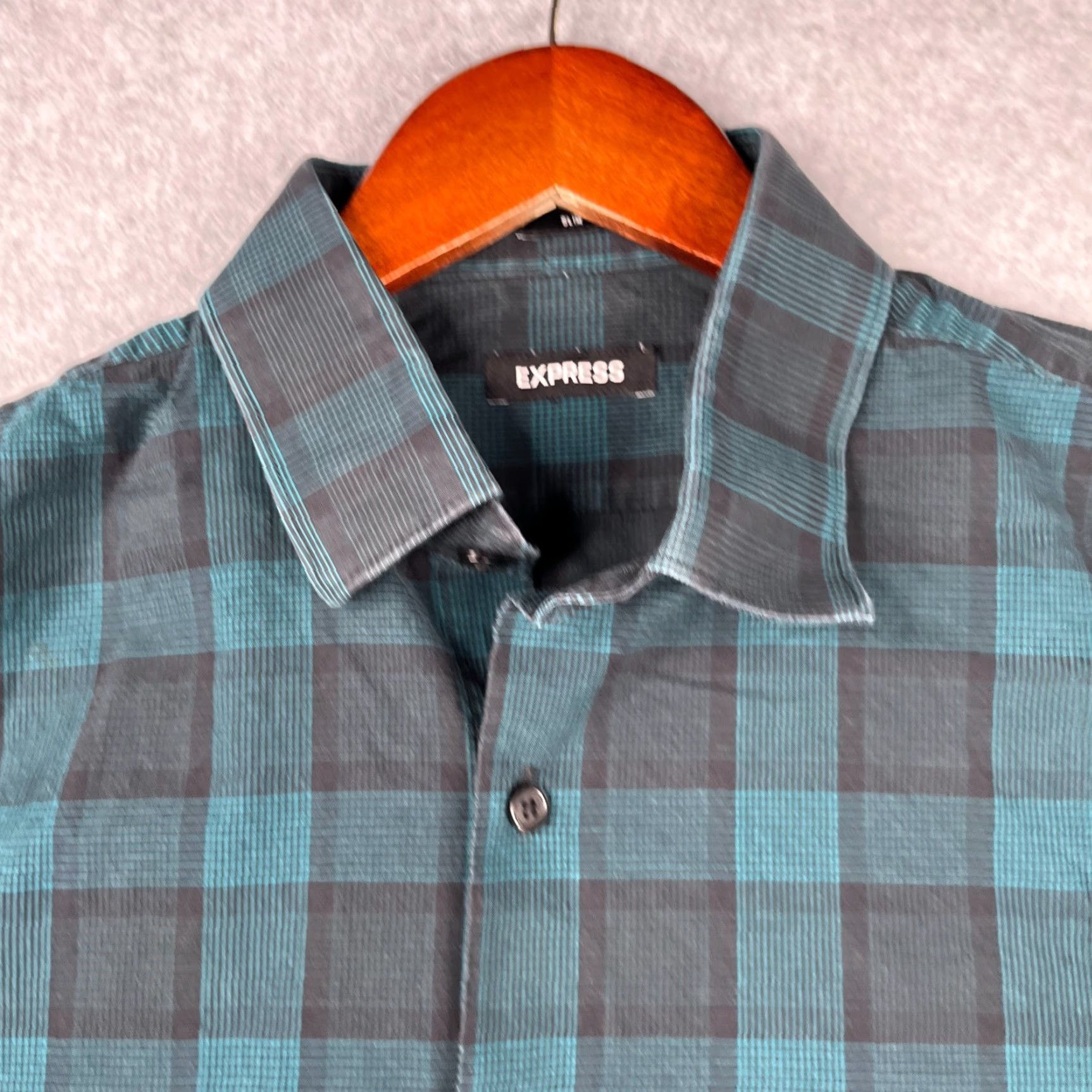 Express Express Shirt Large Green Plaid Casual Button Up Long Sleeve Mens Size US L / EU 52-54 / 3 - 4 Thumbnail