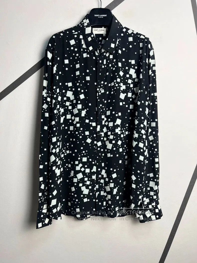 Saint Laurent Paris Saint Laurent Silk Black White Square Shirt Size US XL / EU 56 / 4 - 1 Thumbnail