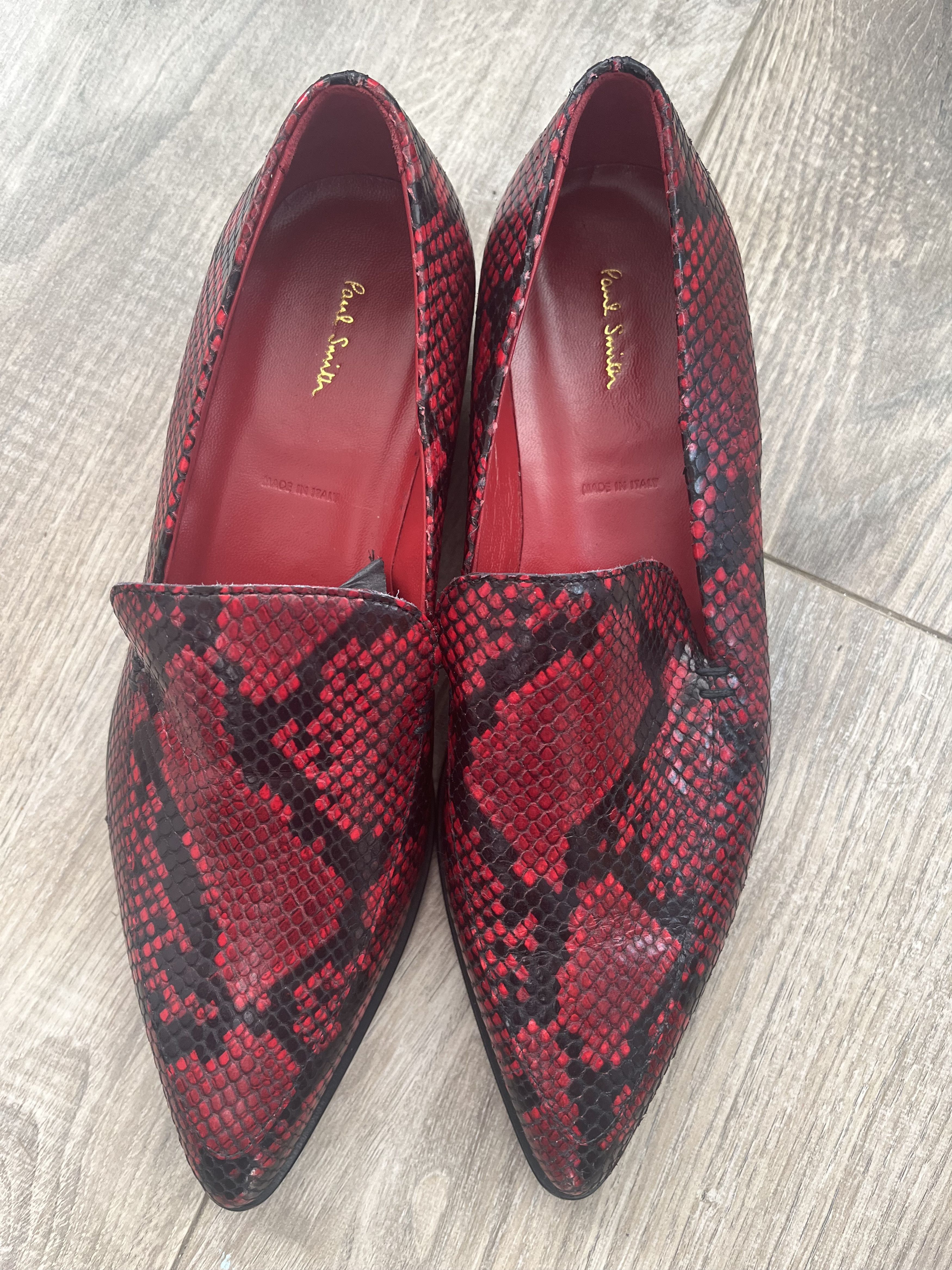 Paul Smith Red and black leather snakeskin design loafers/flats Size US 10 / IT 40 - 15 Thumbnail