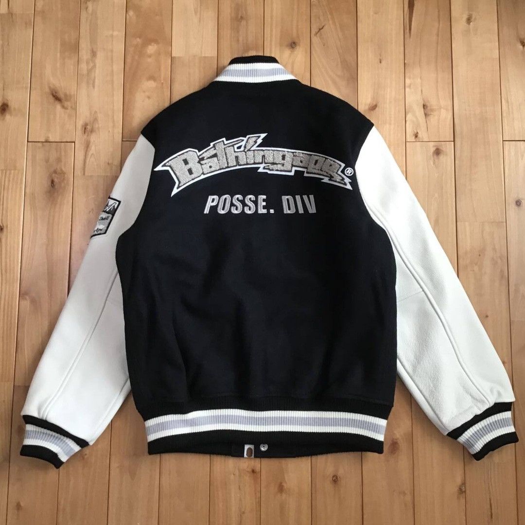 Bape BAPE LOGO Leather Sleeve Varsity Jacket a bathing ape Size US S / EU 44-46 / 1 - 3 Thumbnail