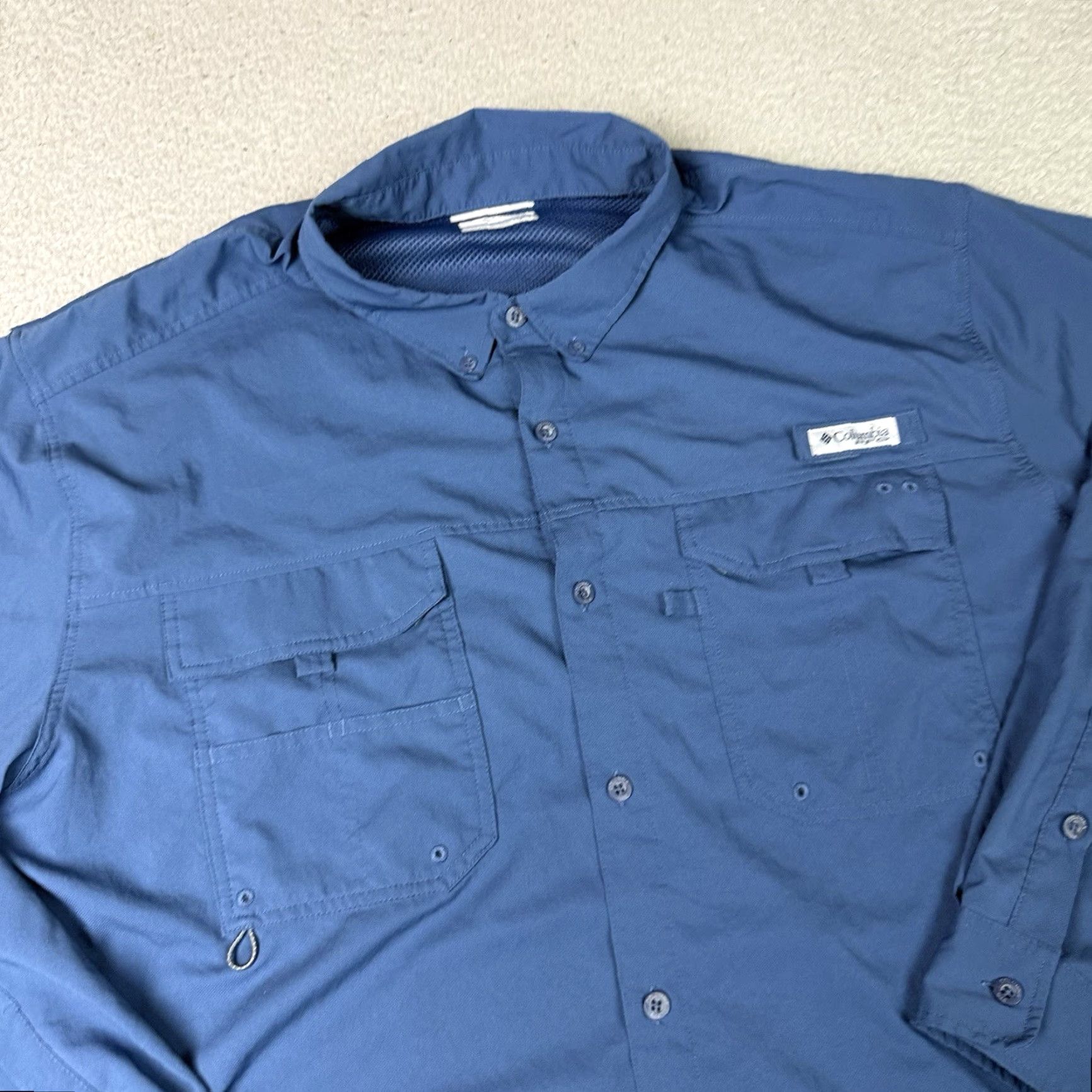 Vintage Columbia PFG Shirt Mens 2XL Blue Button-Up Casual Outdoor Breathable Omni Shade Short Sleeve Sportswear Shirt Mens Size US XXL / EU 58 / 5 - 2 Thumbnail