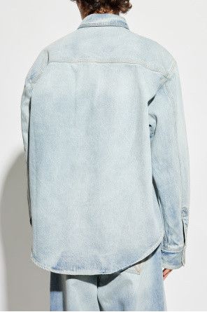 Vetements o1h1sh10525 Embroidered Logo Denim Shirt in Light Blue Size US L / EU 52-54 / 3 - 4 Thumbnail