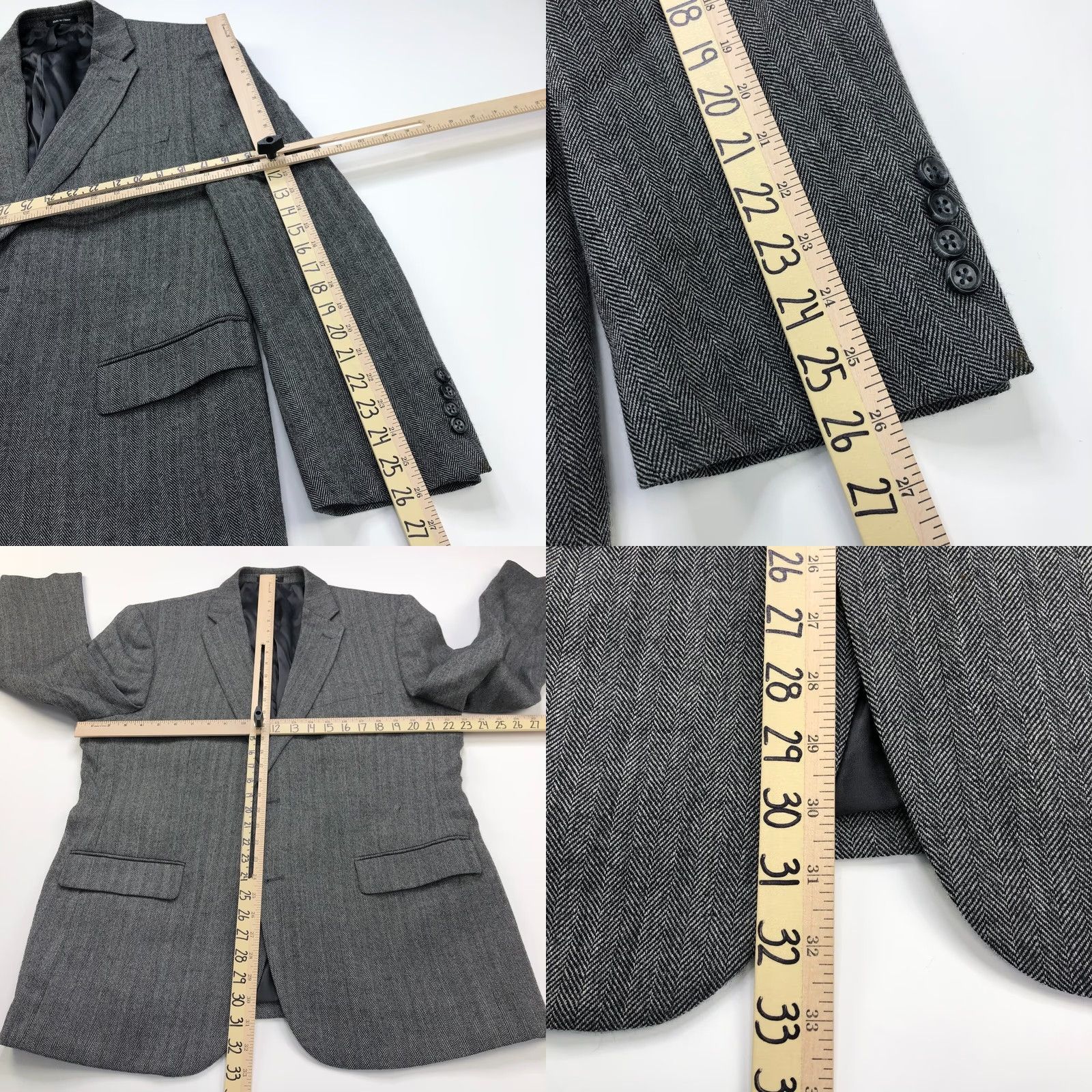 Joseph Joseph & Feiss Gold Luxury Wool Classic Fit 44 R Wool Sport Coat Herringbone Jacket Mens Regular Notch Lapel Four-Button Vintage No Size US S / EU 44-46 / 1 - 8 Thumbnail