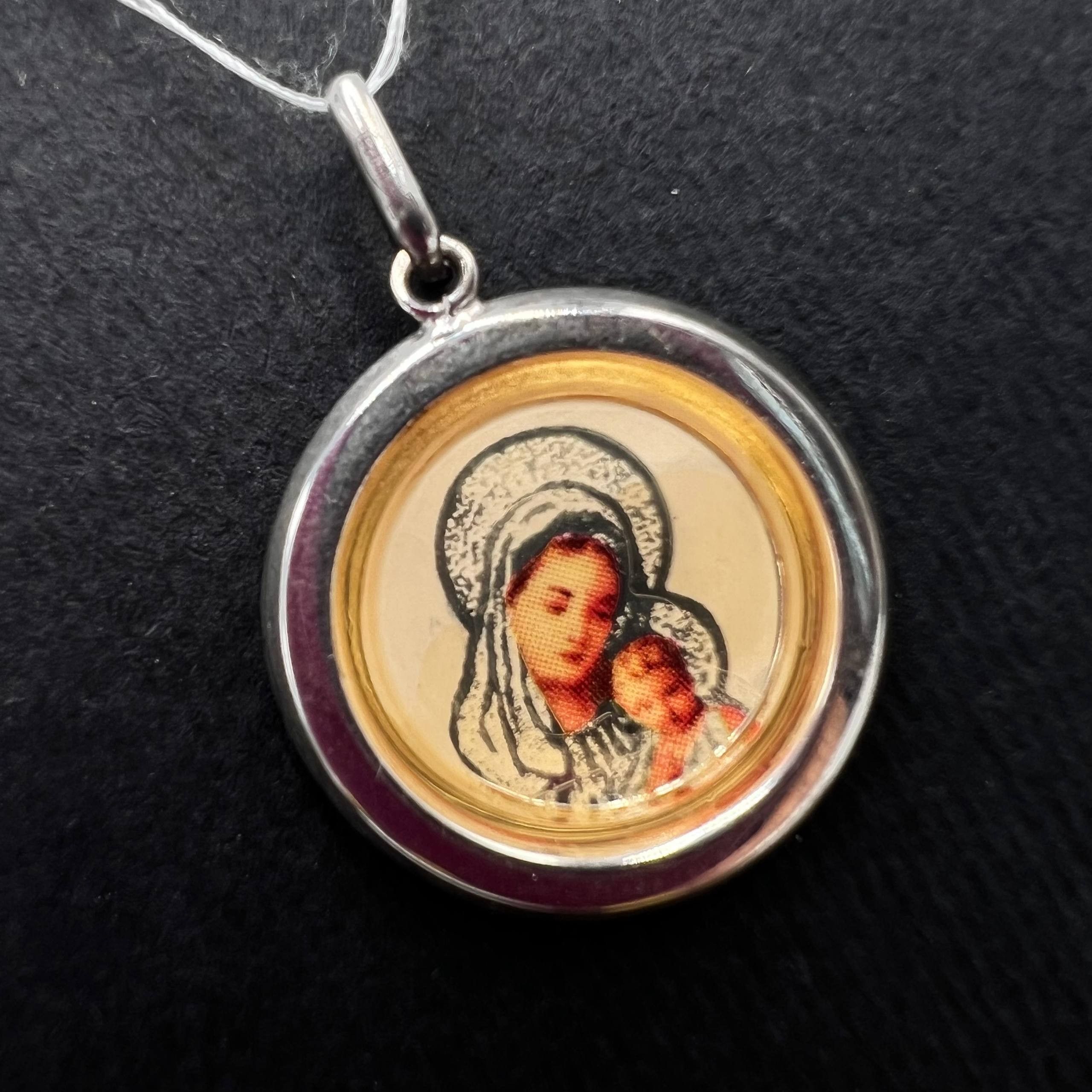 Vintage Sterling Silver 925 Orthodox Icon Pendant Virgin